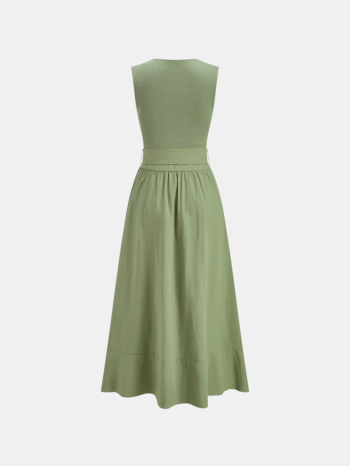 Cotton Blend Ruffled Belted Sleeveless Maxi Dress - Wholesalesil