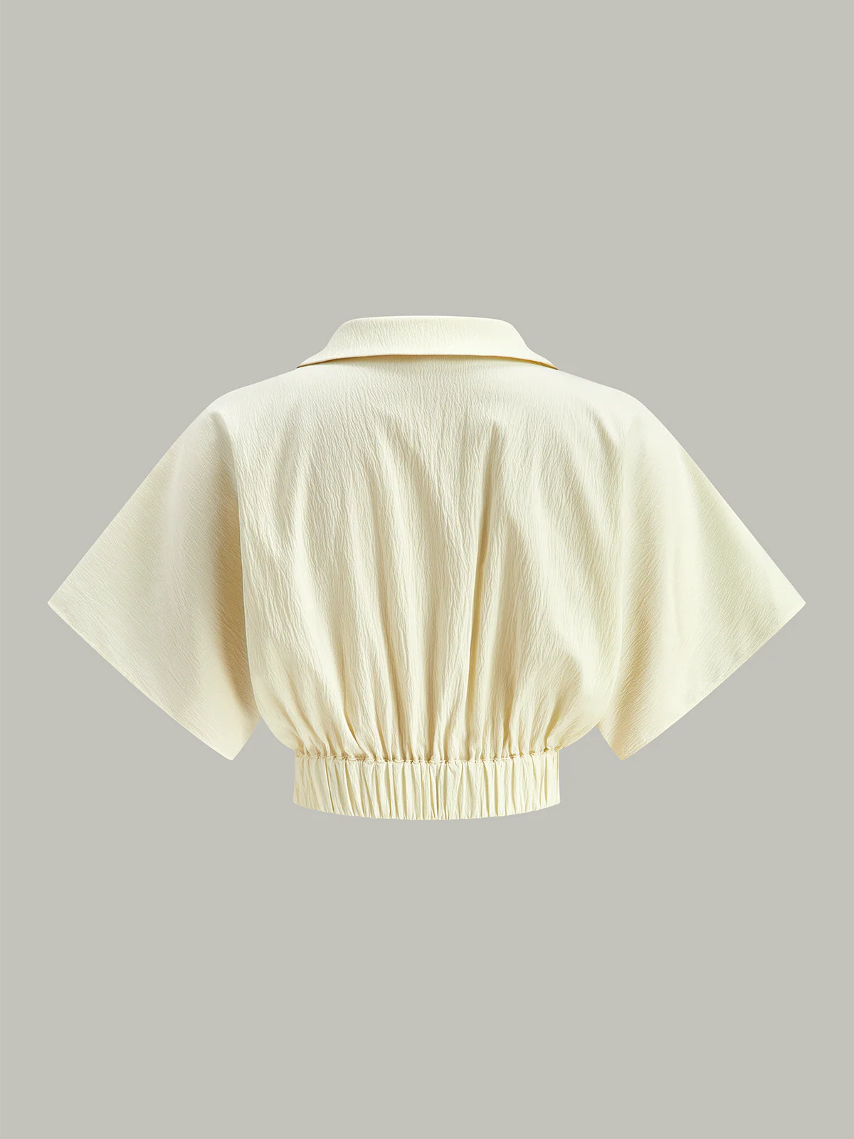 Ruched Short Sleeve Collared Top - Wholesalesil
