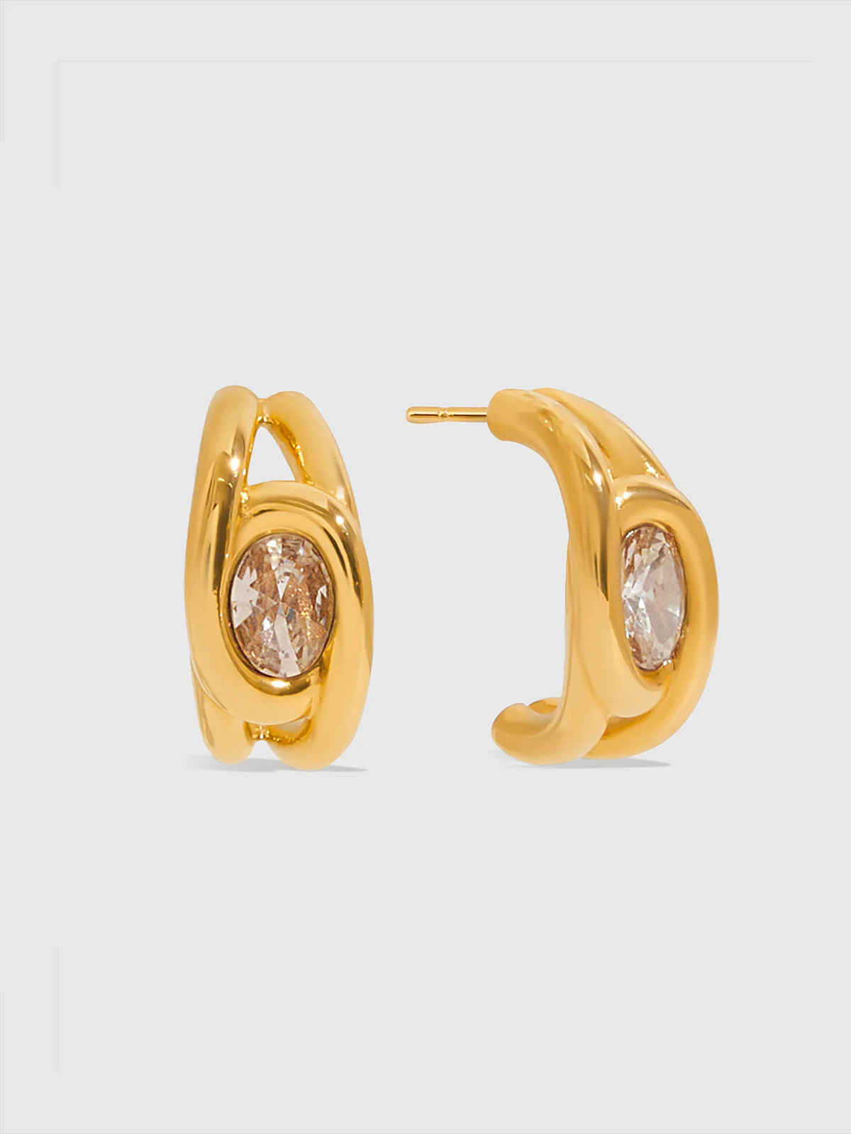 Golden Hoop Crystal Earrings - Wholesalesil