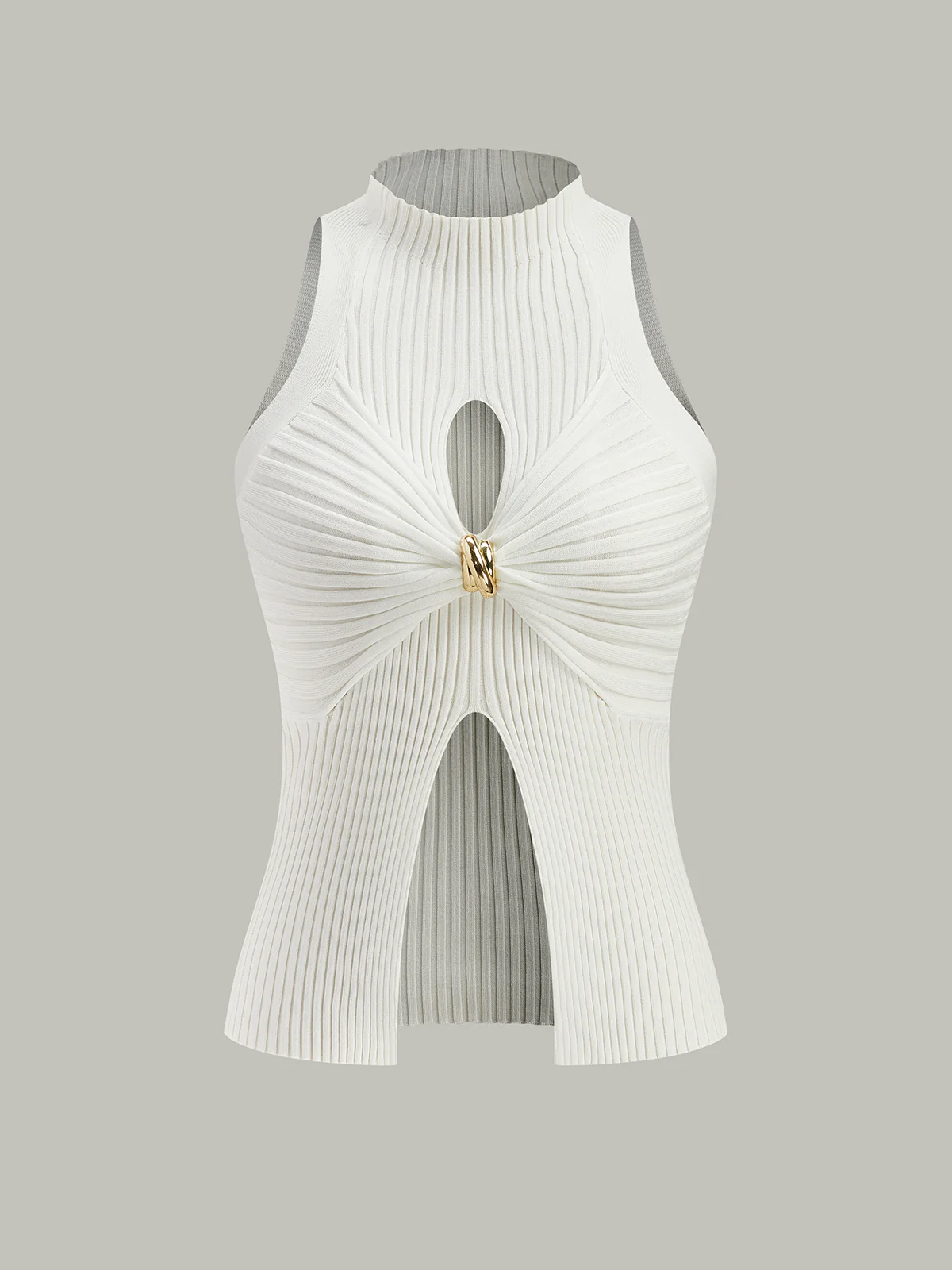 Ribbed Cut-Out Tank Top - Wholesalesil