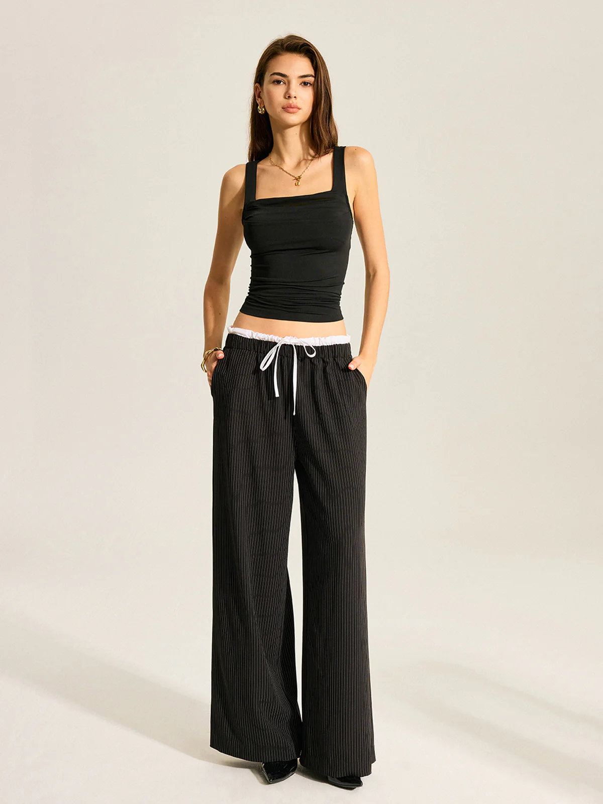 Striped Wide-Leg Pants - Wholesalesil