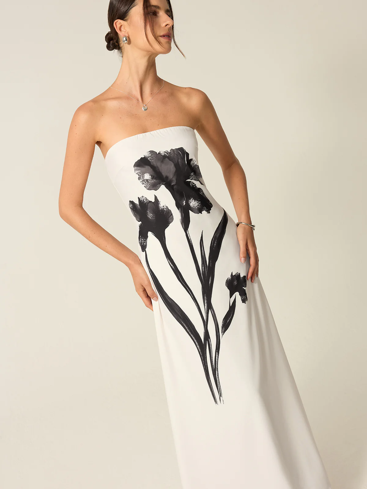 Strapless Floral Print Maxi Dress - Wholesalesil