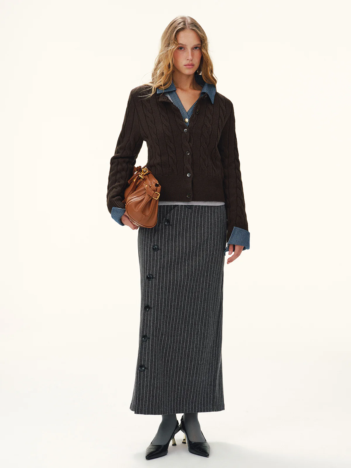 Button-Front Cable-Knit Cardigan - Wholesalesil