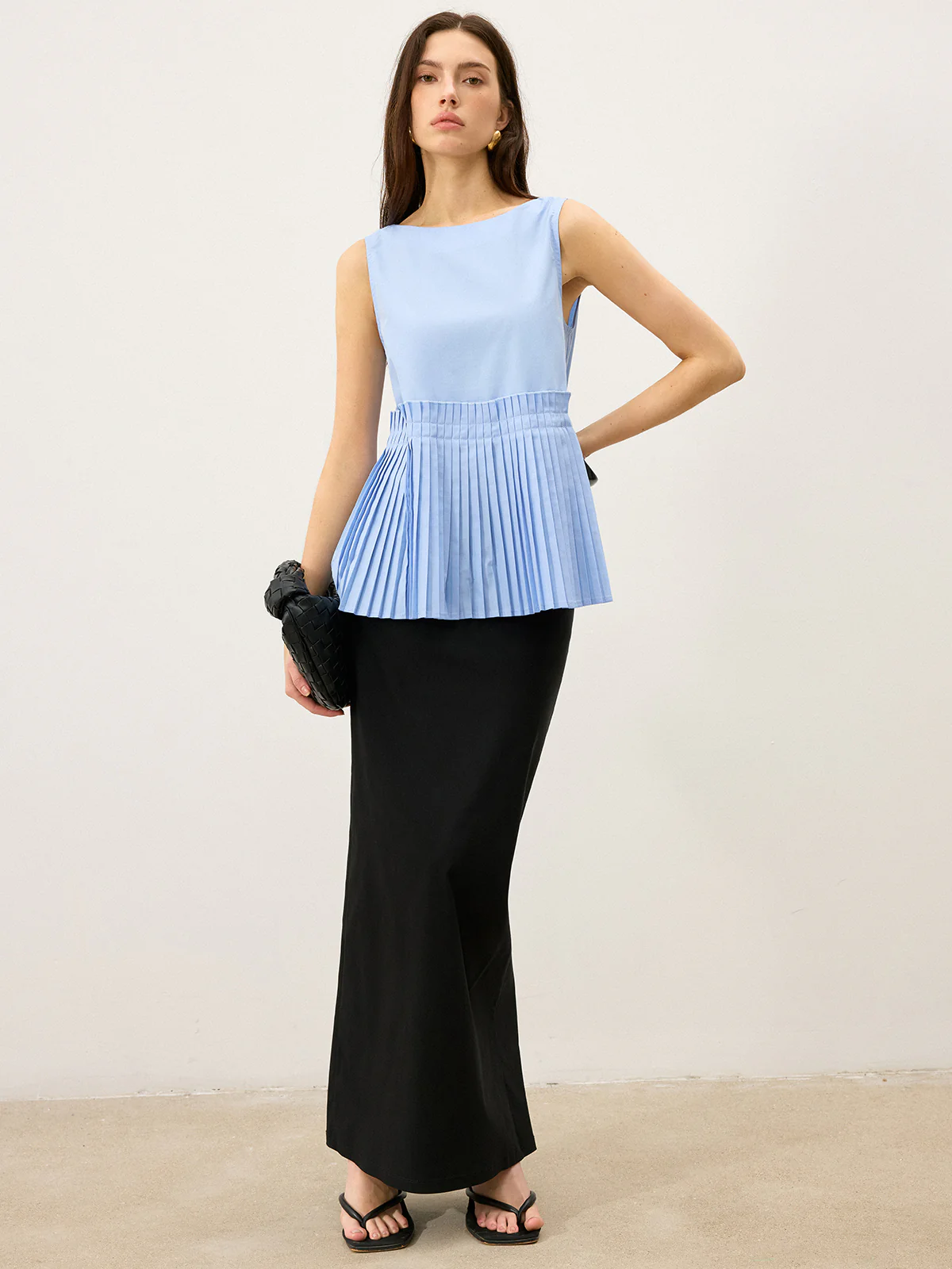 Pleated Hem Tank Top - Wholesalesil