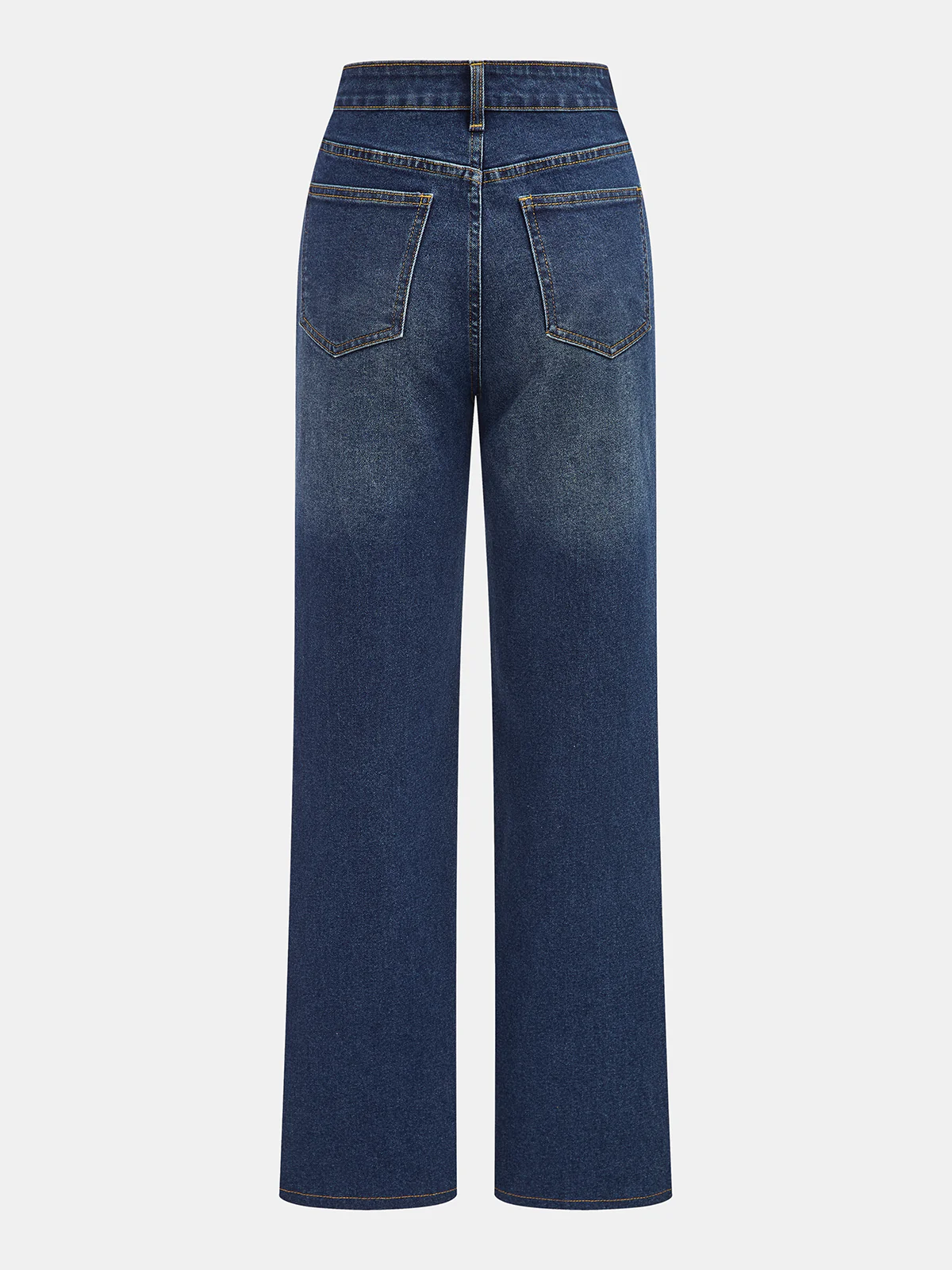 Denim Panel Faux Leather Straight-Leg Pants - Wholesalesil