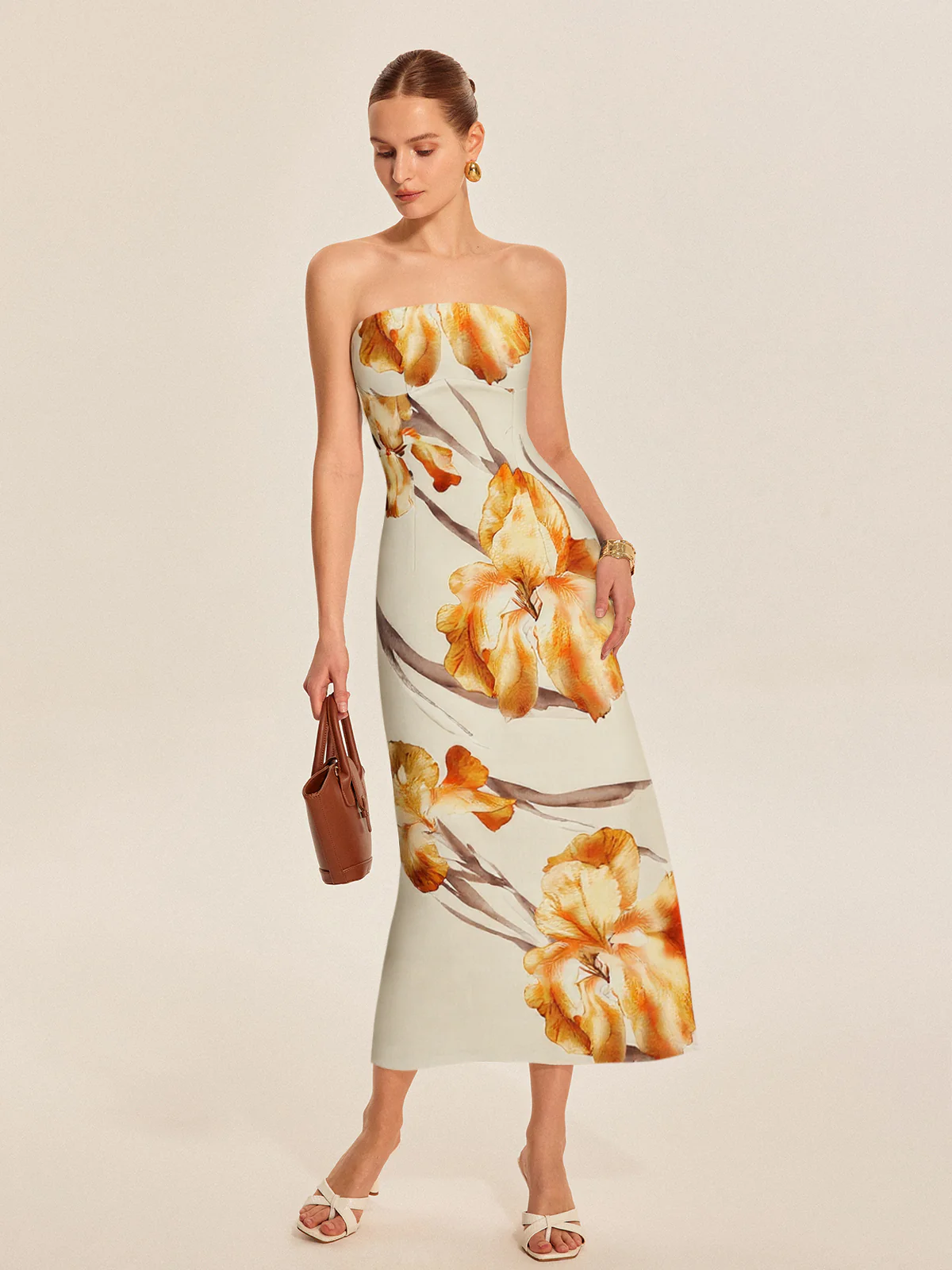 Floral-Print Midi Dress - Wholesalesil