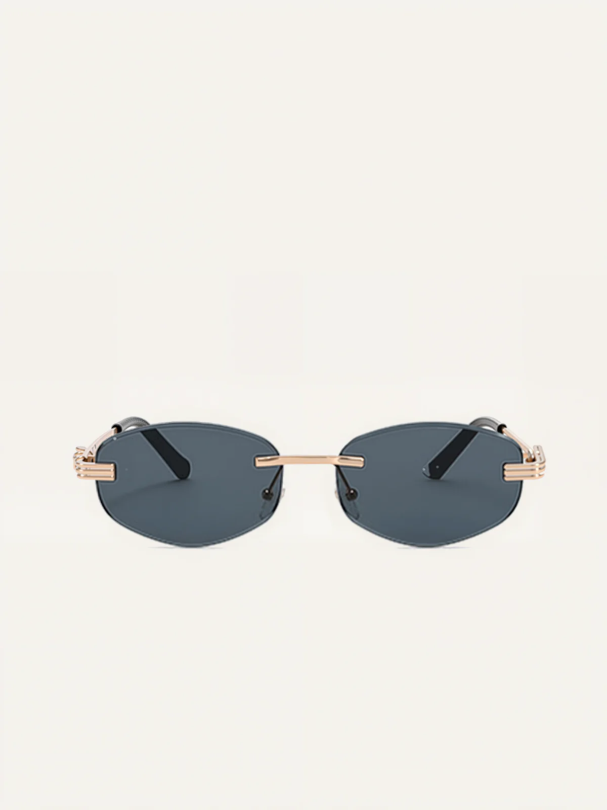 Golden Rimless Oval Sunglasses - Wholesalesil