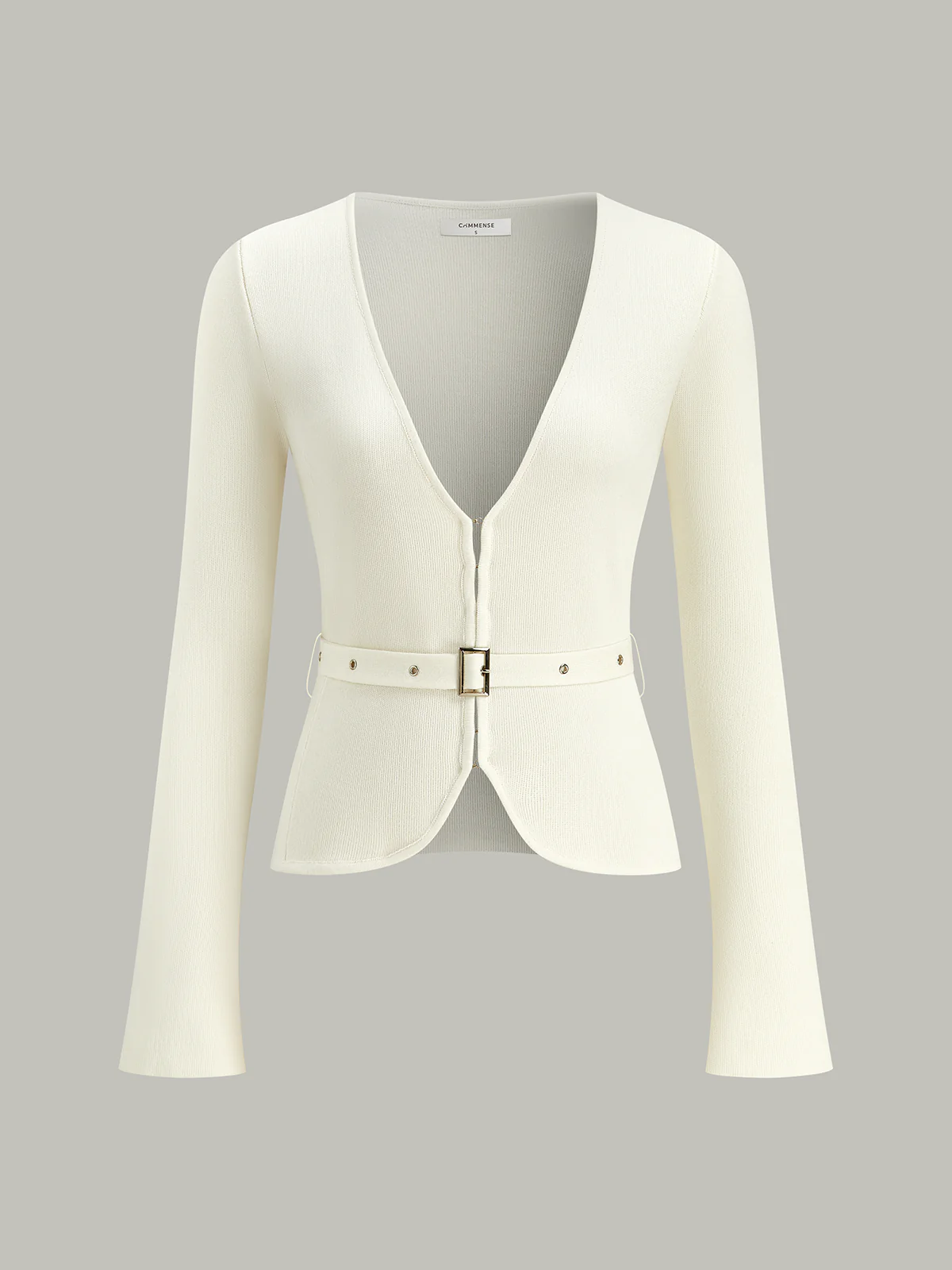 Belted V-Neck Knit Cardigan - Wholesalesil