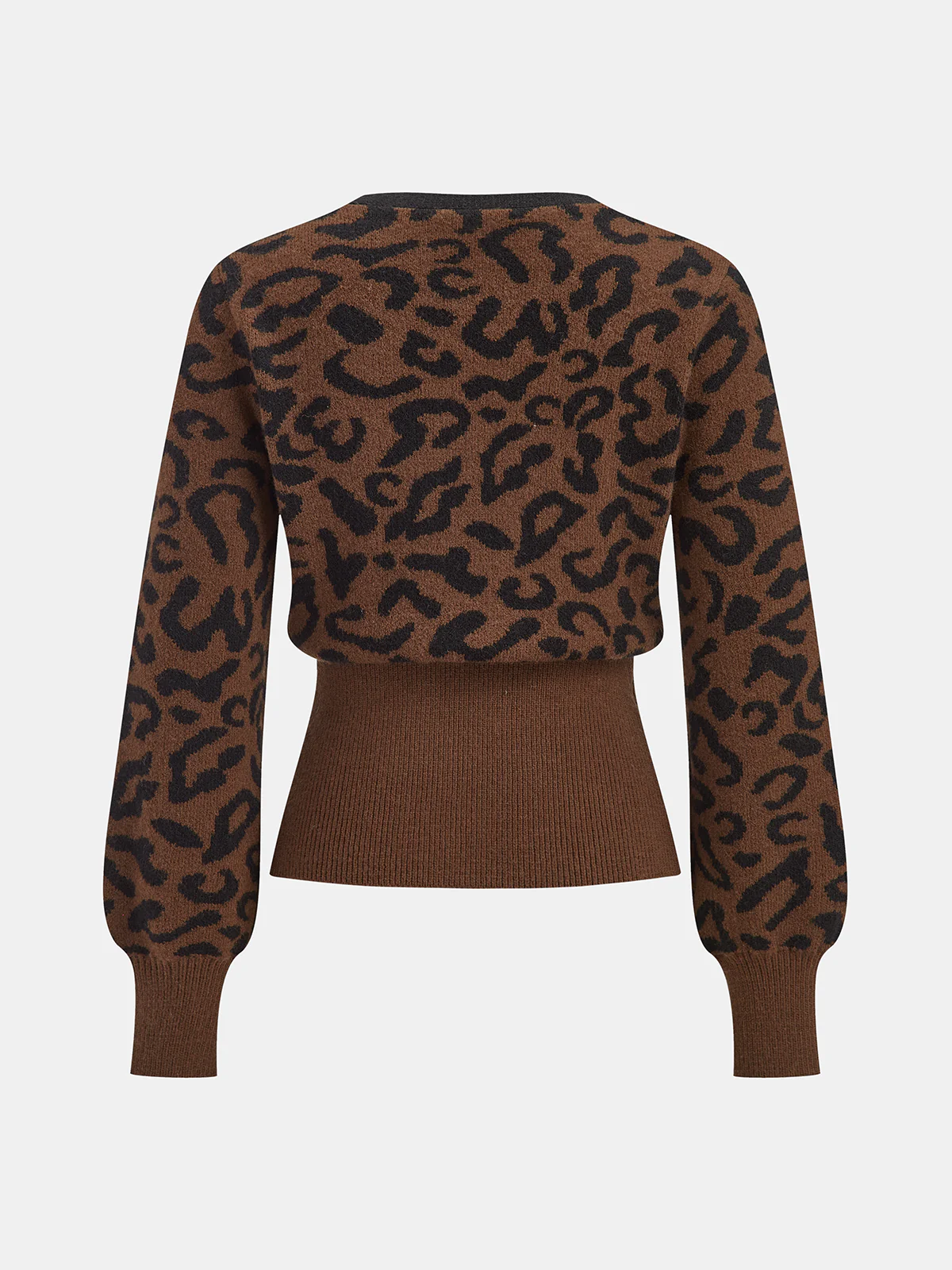 Metal Button Leopard Print Knit Top - Wholesalesil