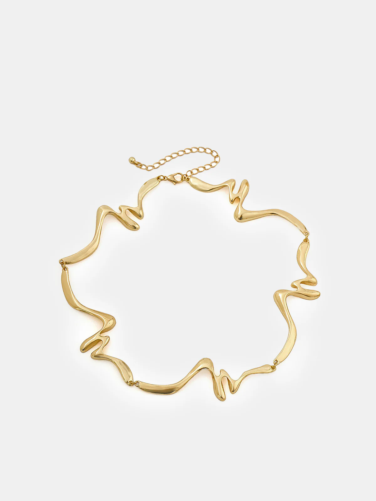 Geometric Wave Statement Choker Necklace - Wholesalesil