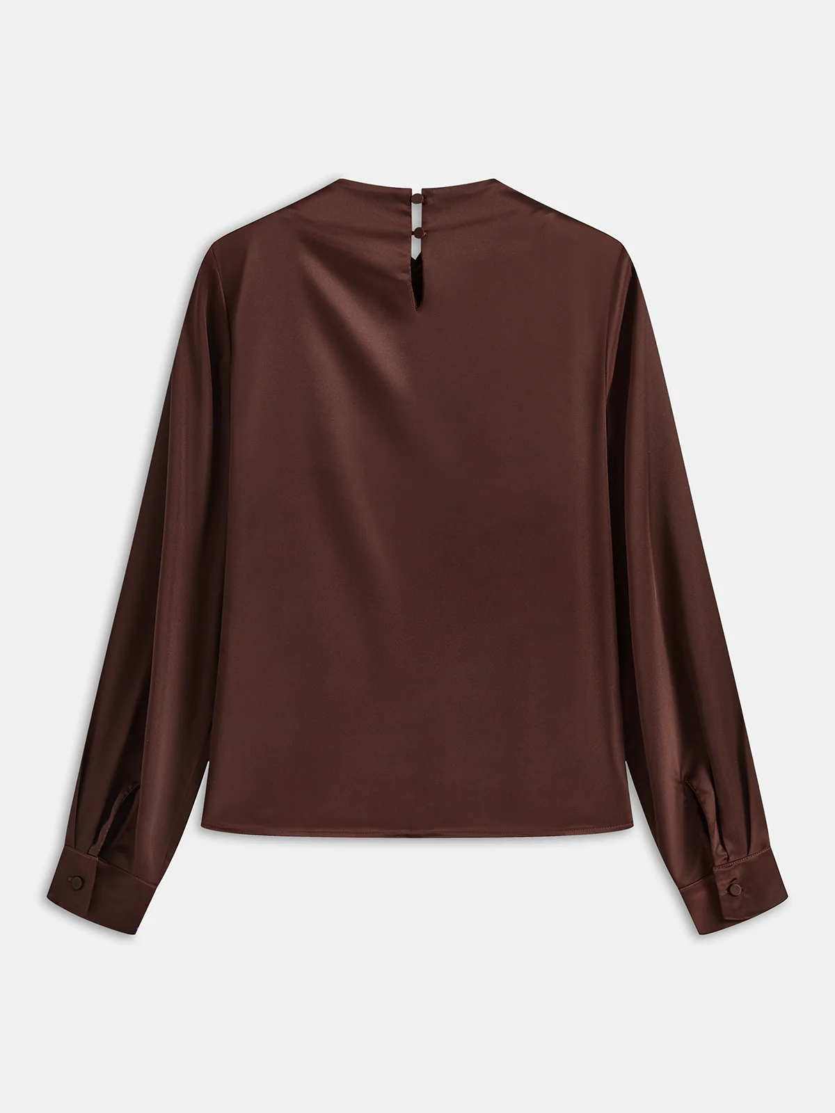Cross Neck Long Sleeve Satin Blouse - Wholesalesil