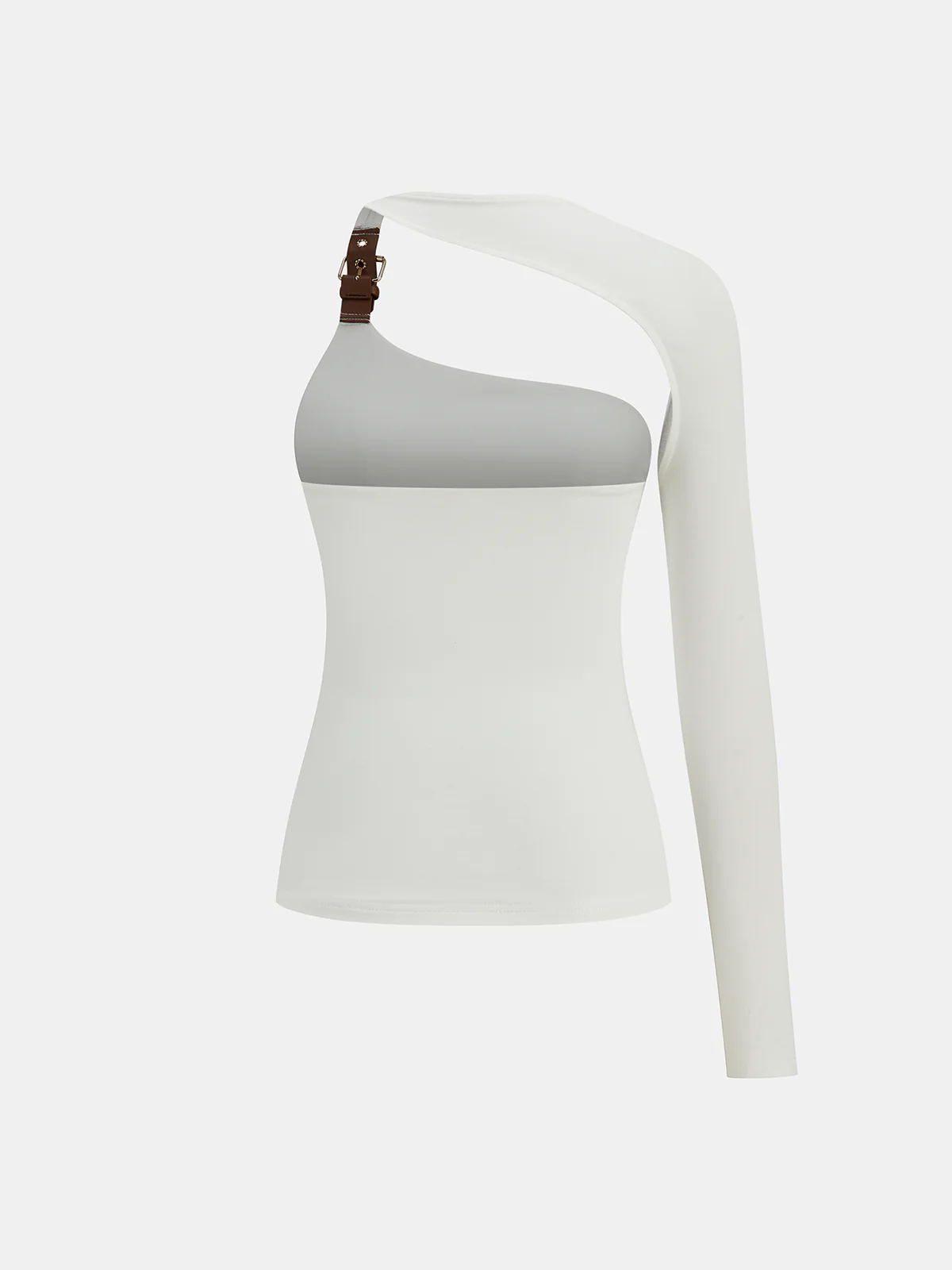 Buckle Detail Asymmetric One-Shoulder Backless Top - Wholesalesil