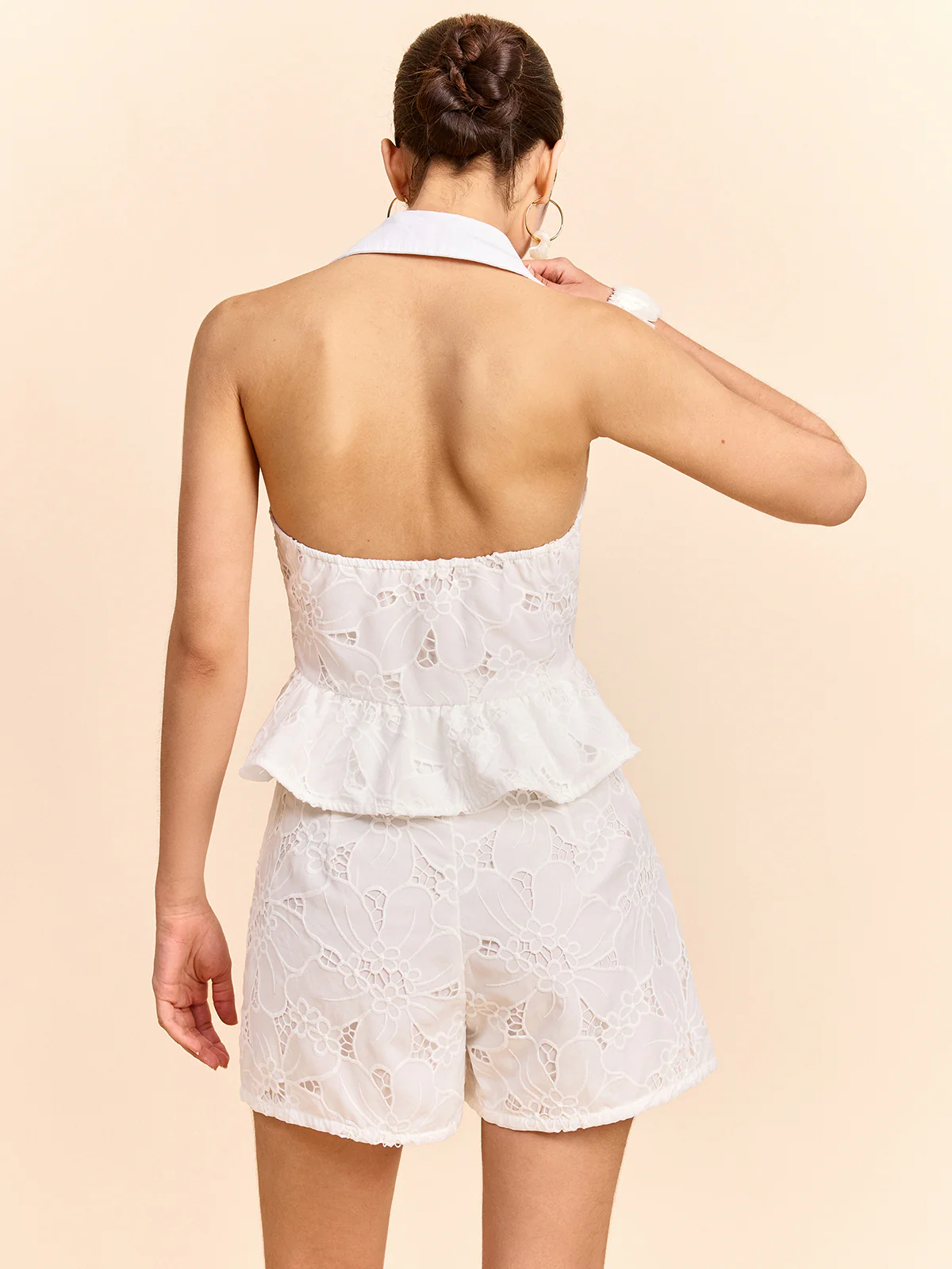 Halter Backless Top and Shorts Set - Wholesalesil