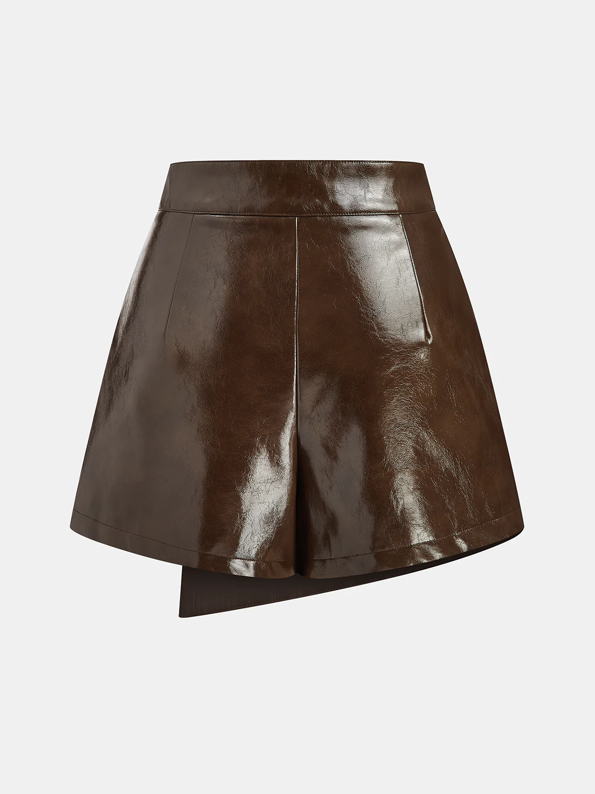 Vintage Asymmetrical Layered Faux Leahter Skorts - Wholesalesil