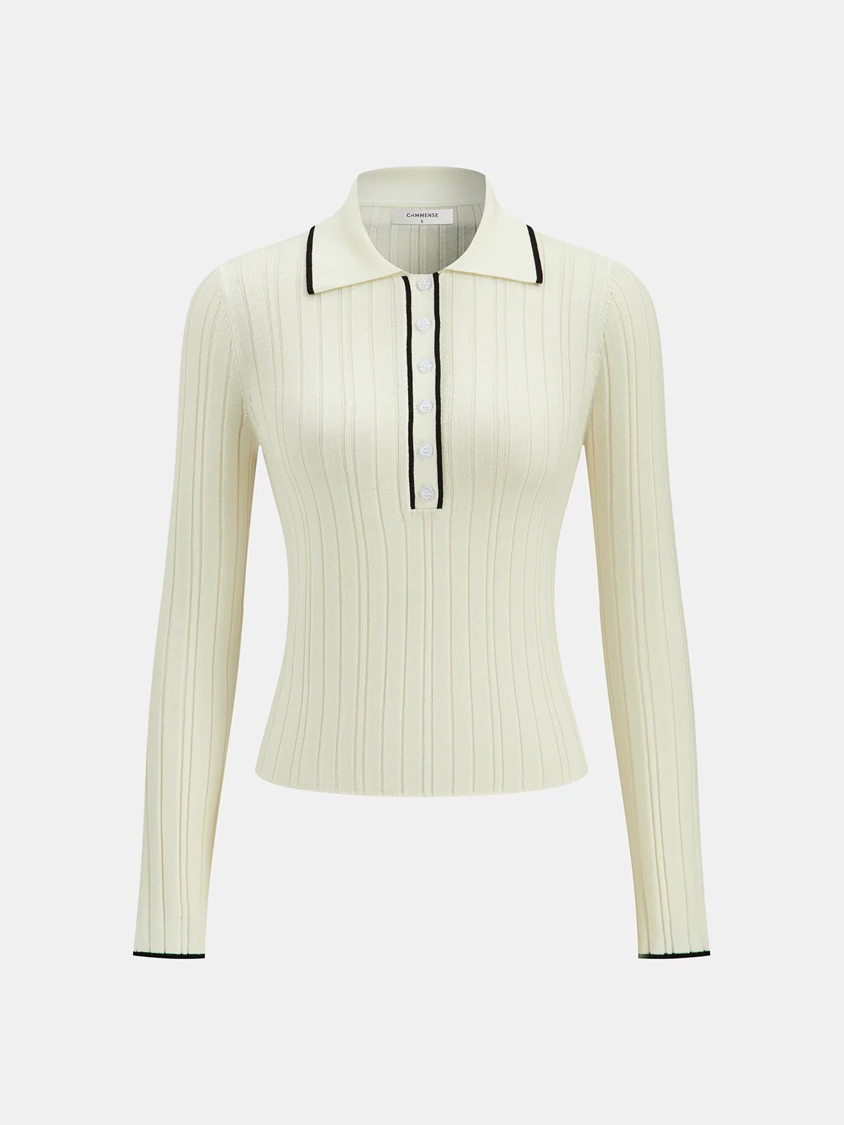 Contrast Trim Wool Blend Polo Neck Sweater - Wholesalesil
