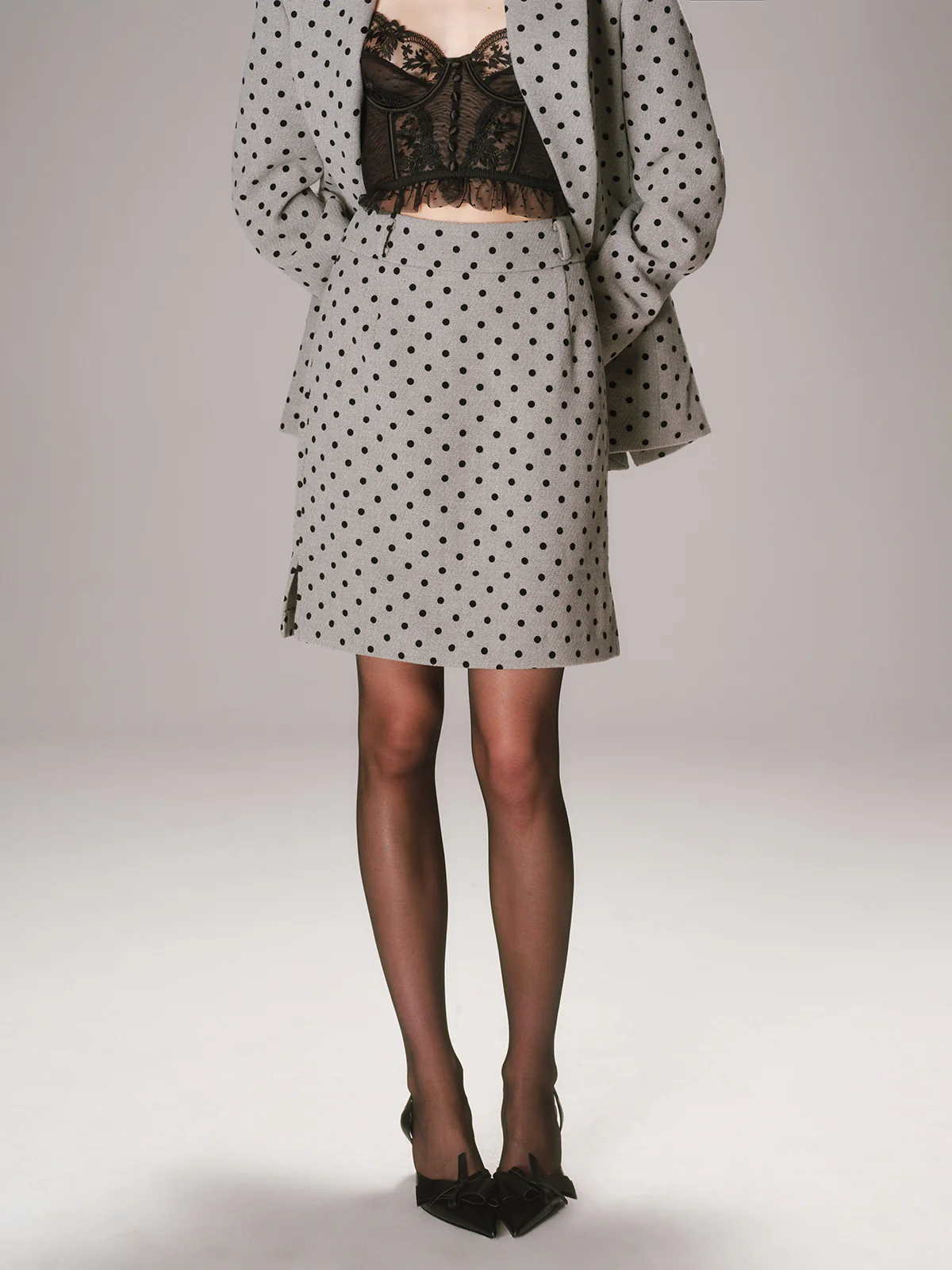 Polka Dot A-Line Mini Skirt - Wholesalesil