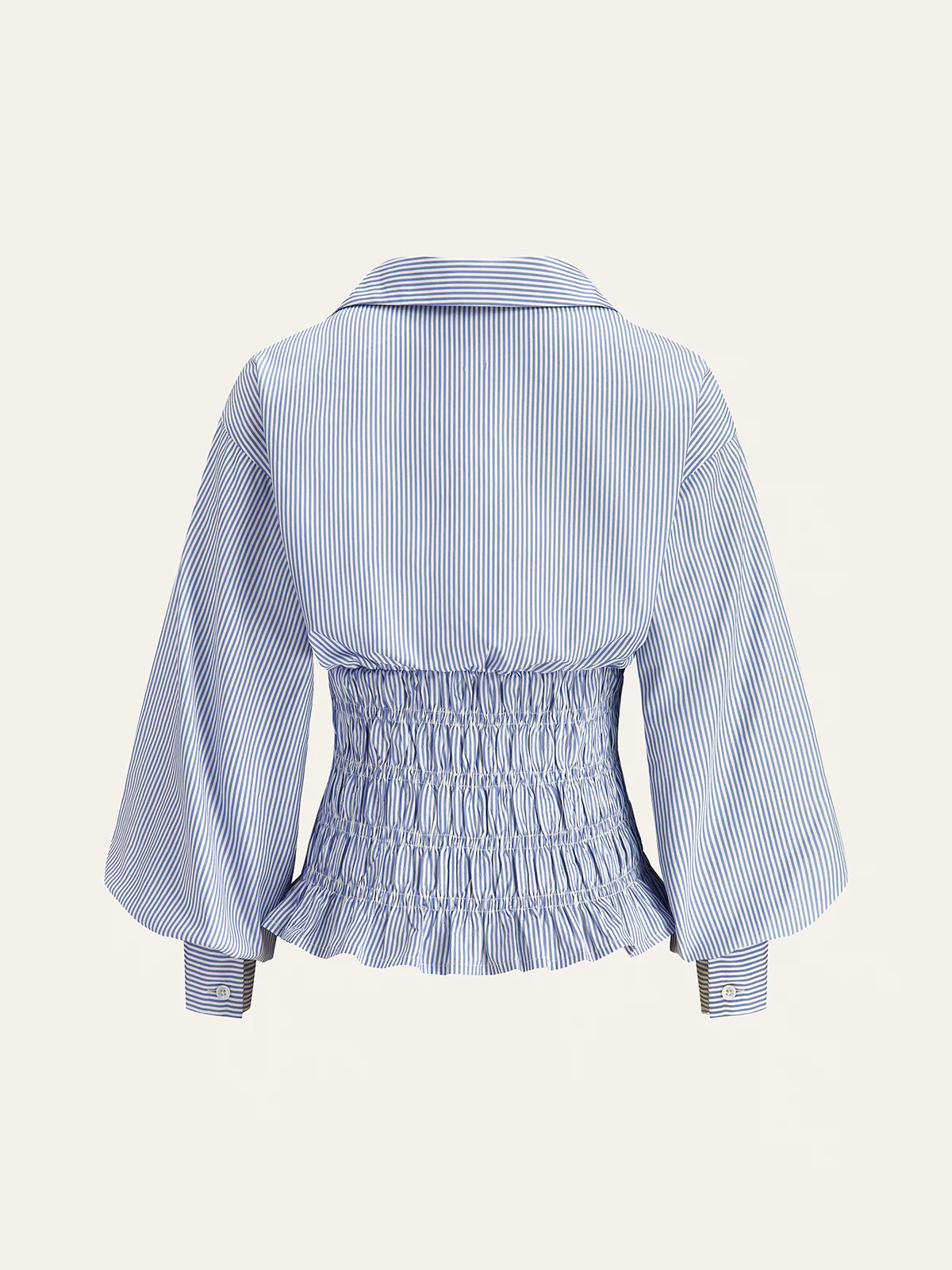 Striped Smocked Waist Shirt - Wholesalesil