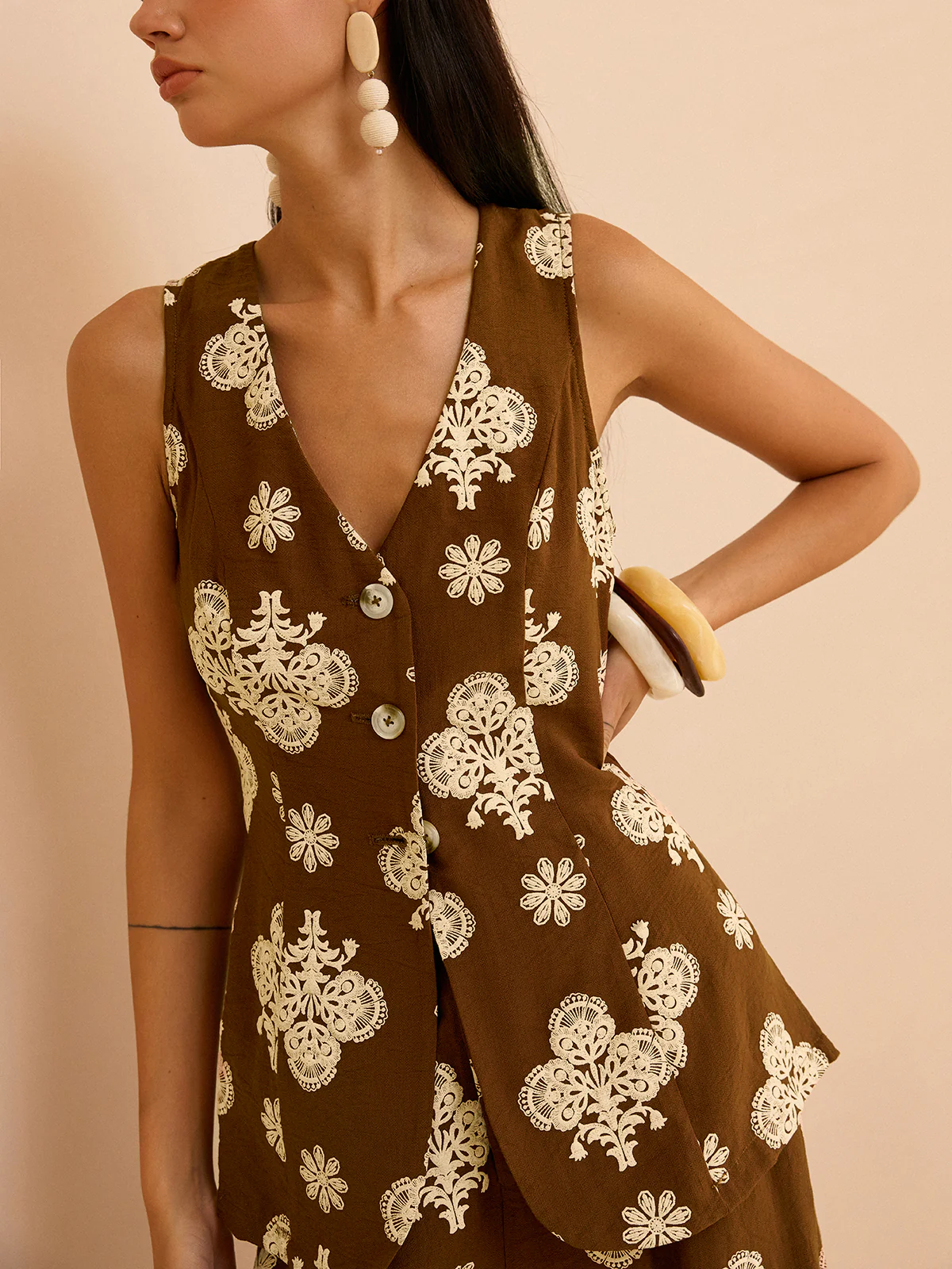 Floral Print Wide-Leg Pants Set - Wholesalesil
