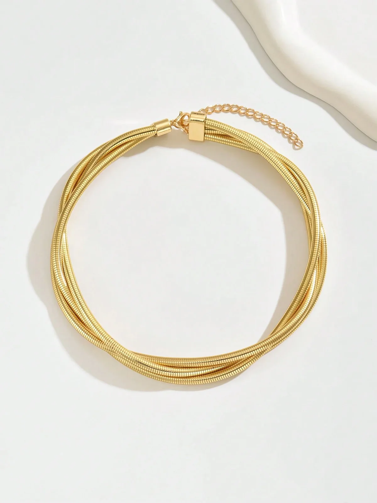 Triple-Layered Gold-Tone Choker Necklace - Wholesalesil