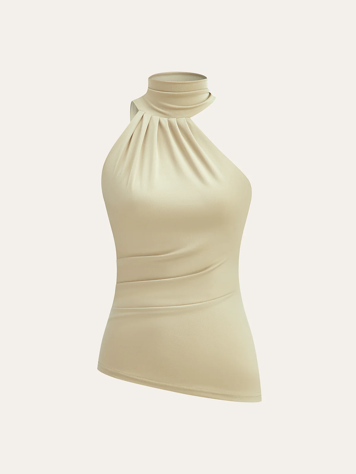 Asymmetrical Halter Neck Ruched Top - Wholesalesil
