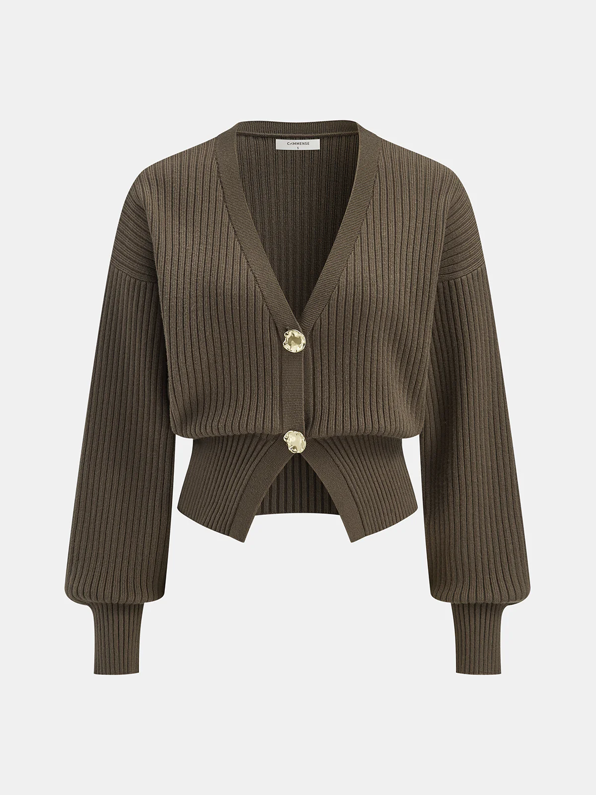 Metal Button Ribbed Cardigan - Wholesalesil
