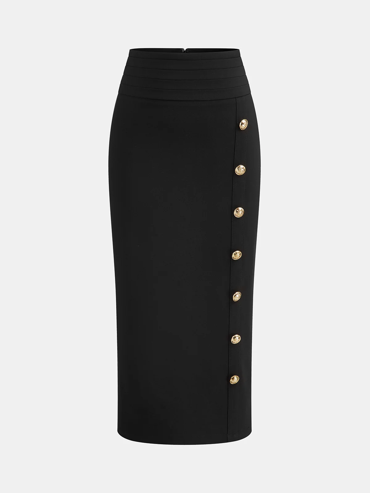 Metal Decor Midi Pencil Skirt - Wholesalesil