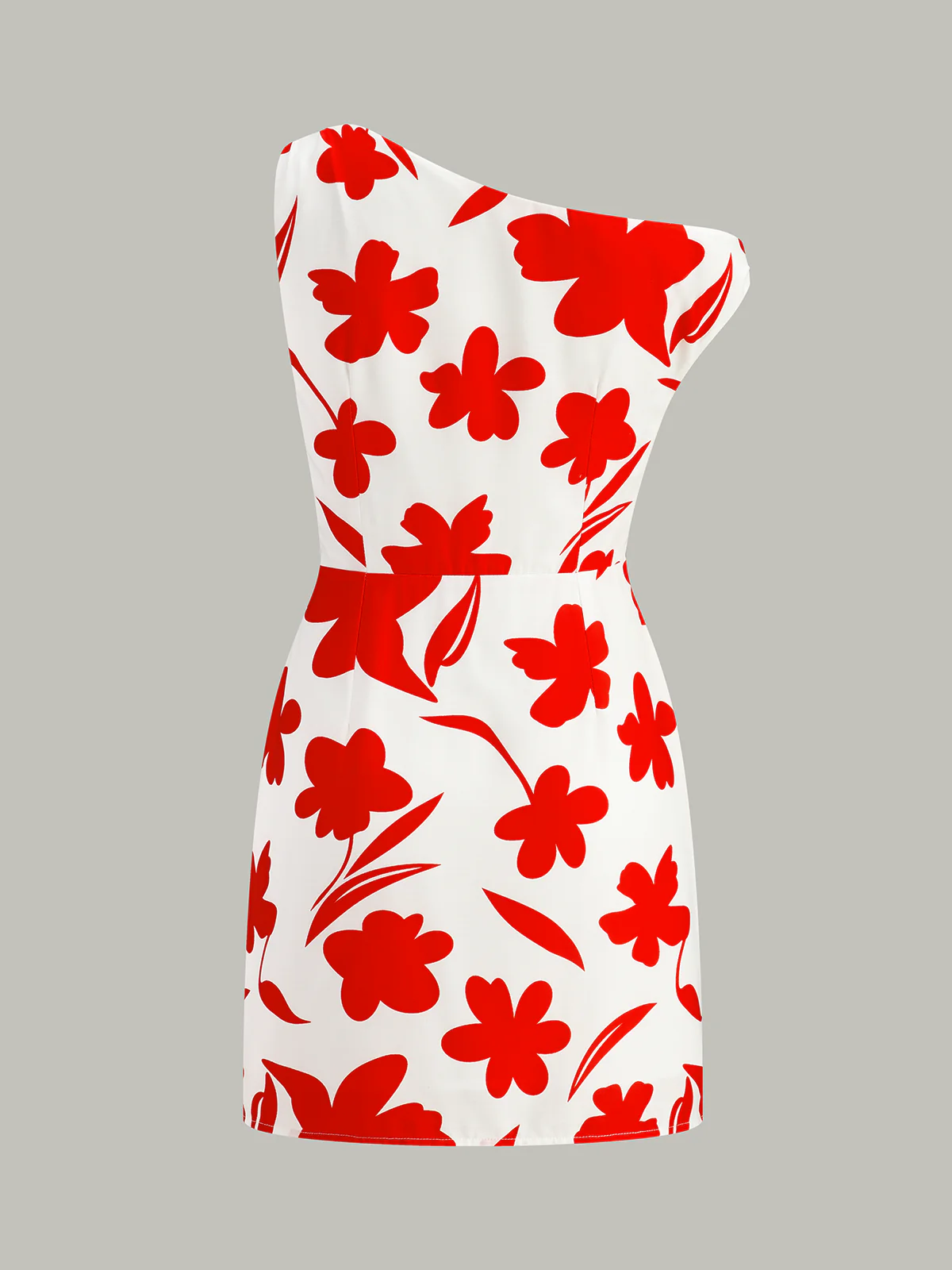 Asymmetrical Floral Print One-Shoulder Dress - Wholesalesil