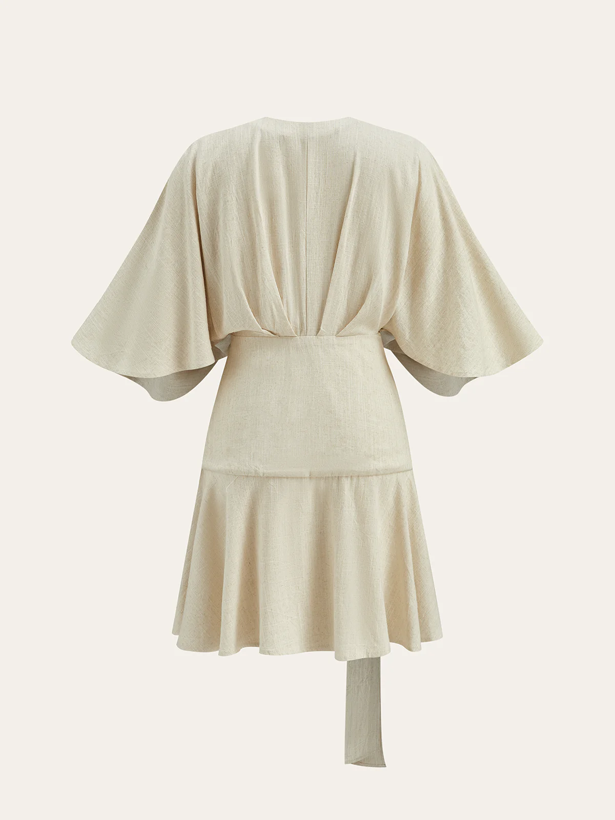 Cotton & Linen Kimono Sleeve Wrap Dress - Wholesalesil