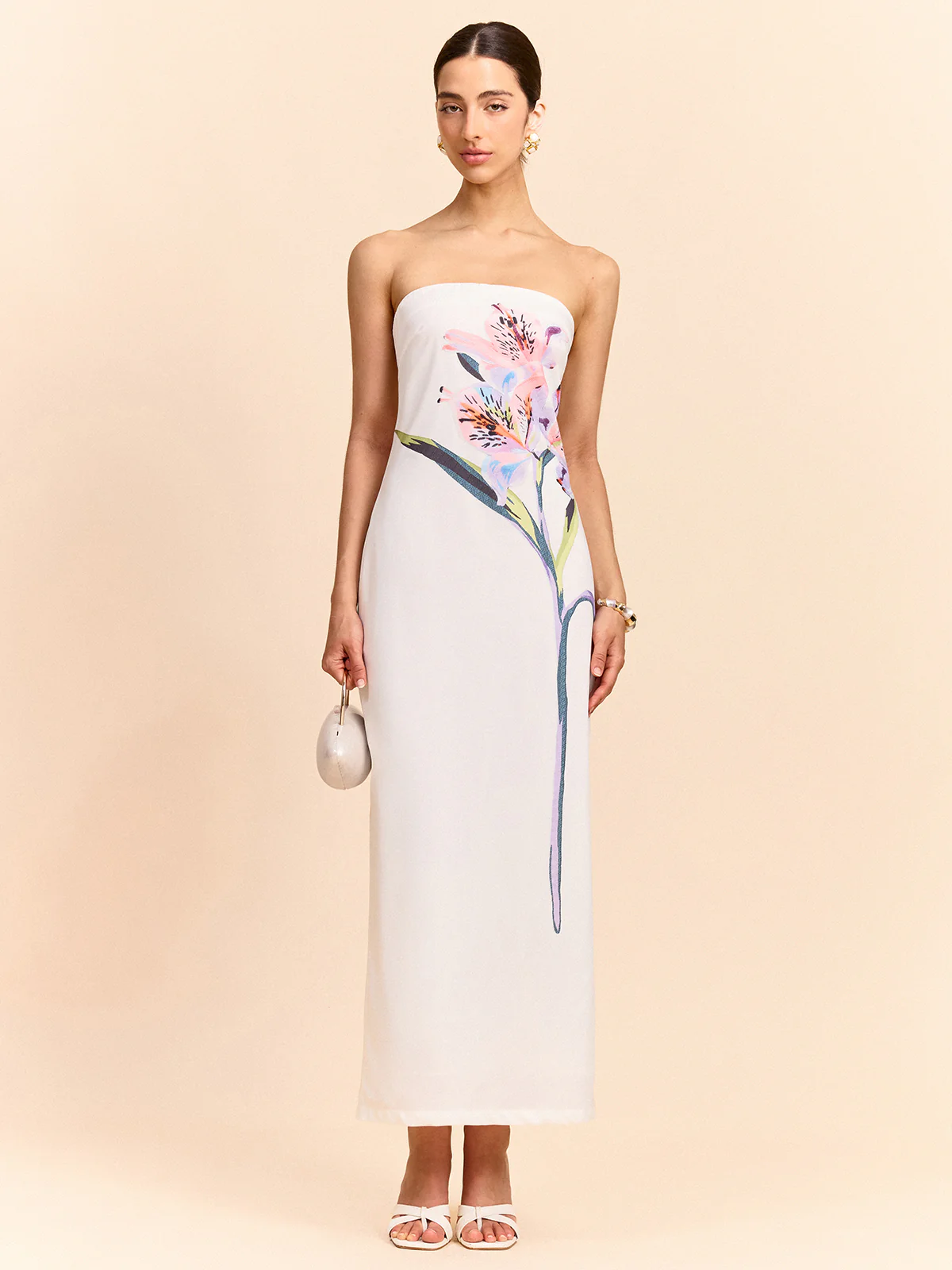 Strapless Floral Print Maxi Dress - Wholesalesil