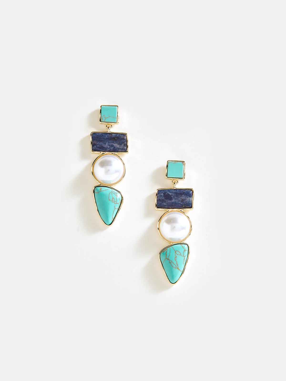 Layered Geometric Pearl Earrings - Wholesalesil