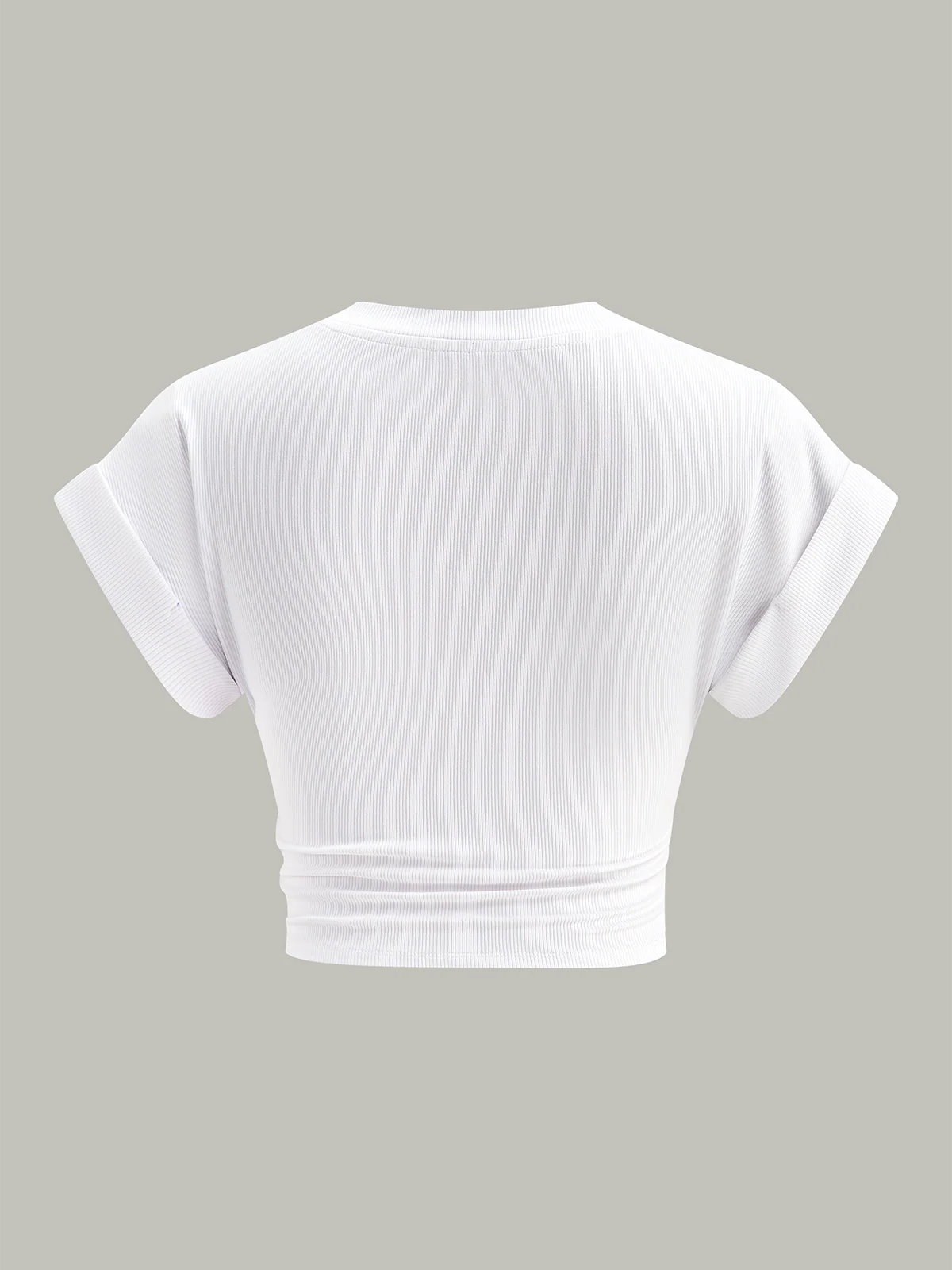 Ribbed V-Neck Knotted Crop Top - Wholesalesil