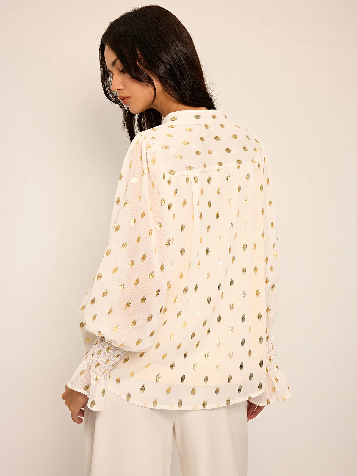 Polka Dot Chiffon Shirt - Wholesalesil