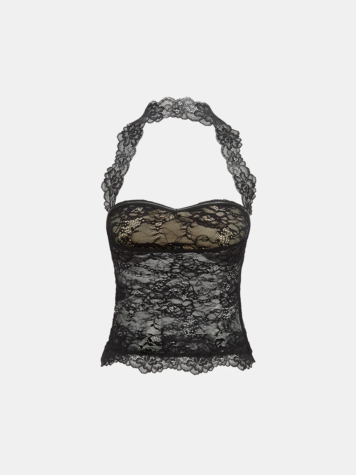 Lace Halter Neck Top - Wholesalesil