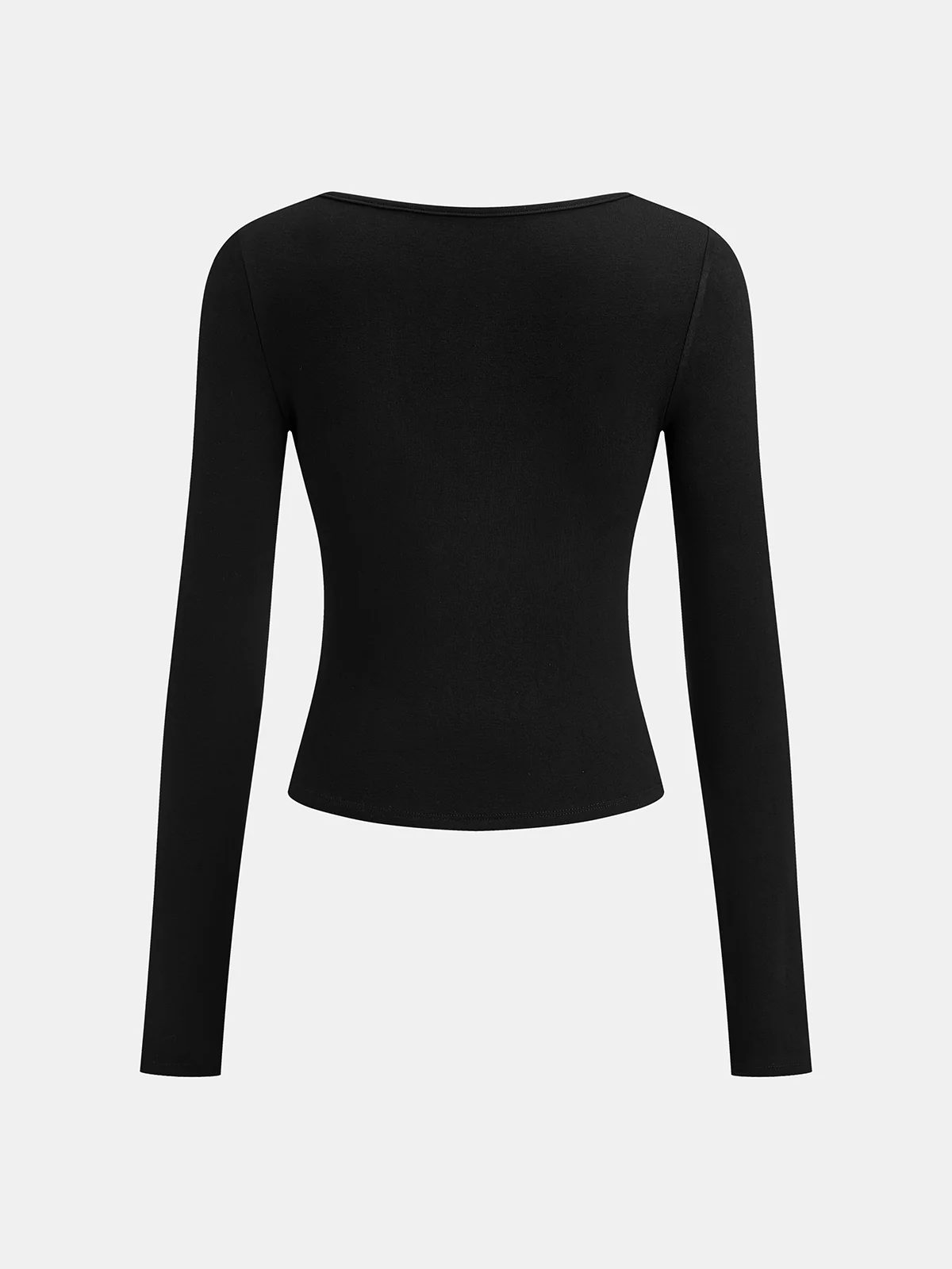 Lace Trim V-Neck Long-Sleeve Top - Wholesalesil