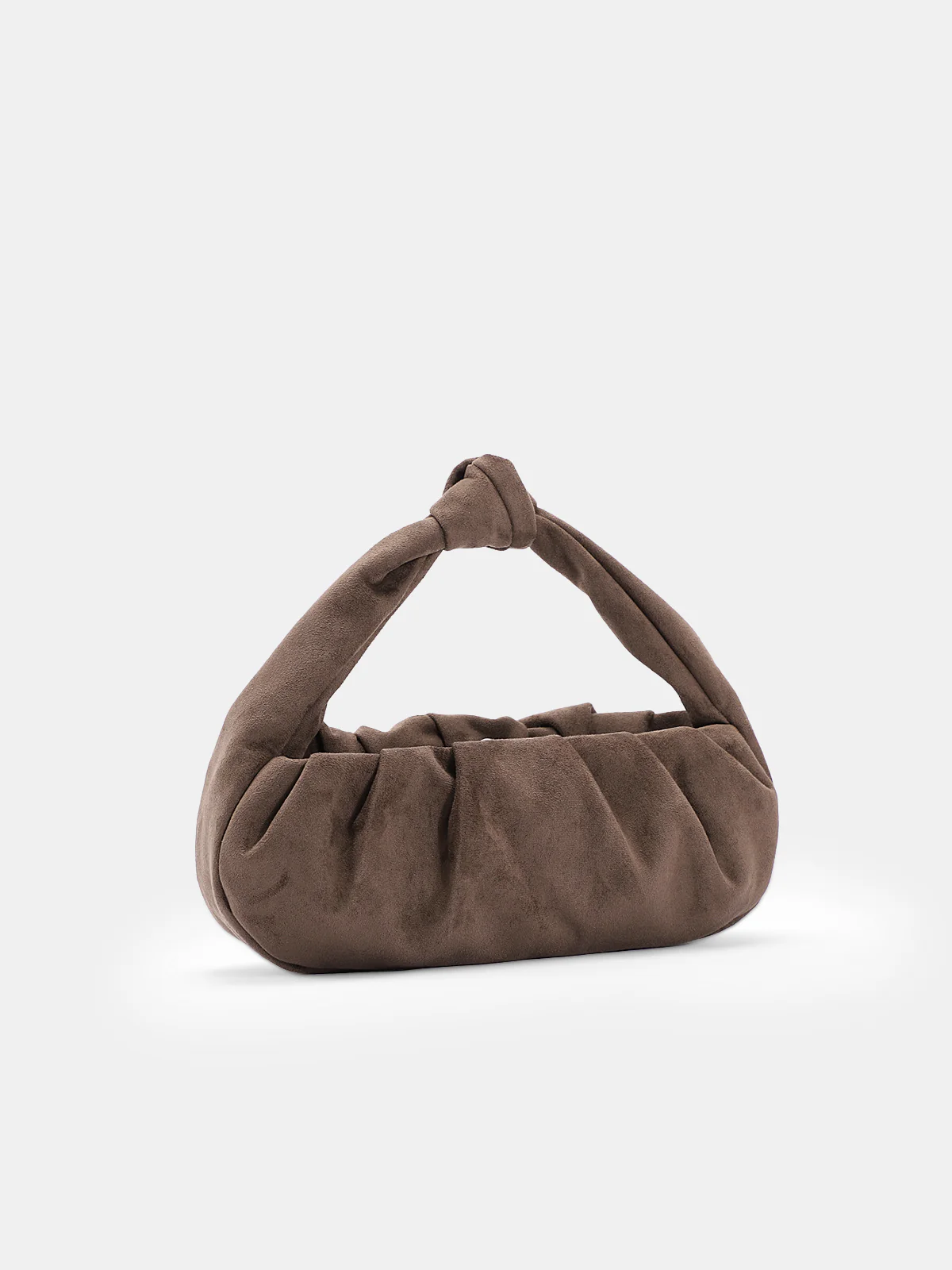 Faux Suede Knotted Top Handle Bag - Wholesalesil