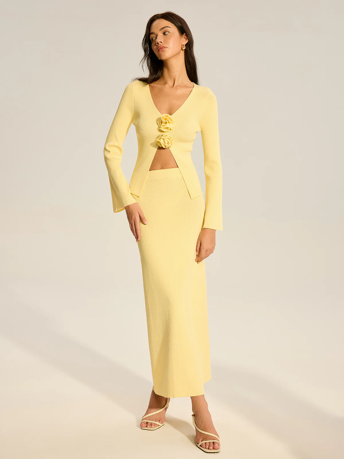 Floral Accent Cut-Out Sweater Co-ord - Wholesalesil