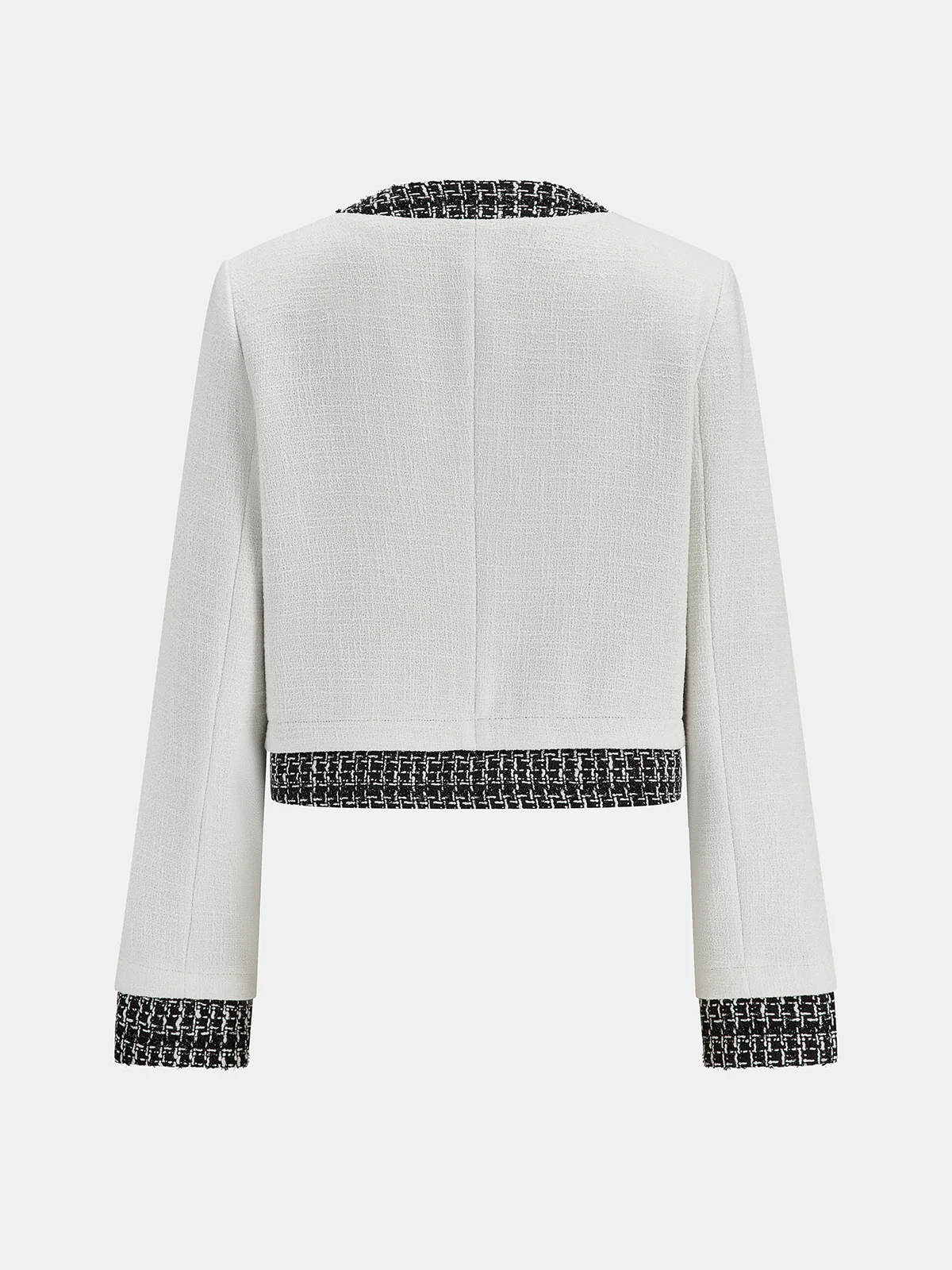 Tweed Contrast Trim Cropped Jacket - Wholesalesil