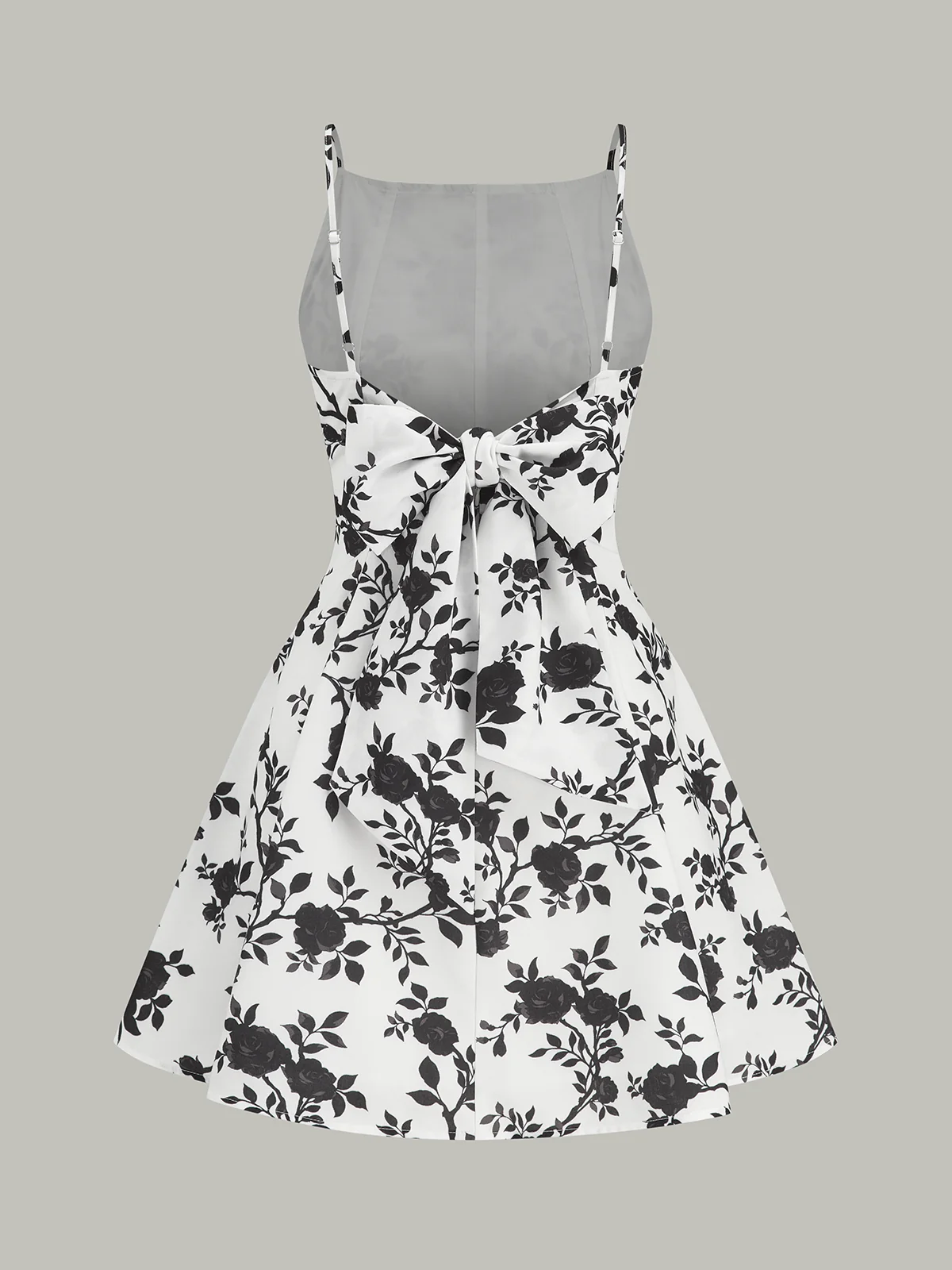 Floral Print Backless Flare Dress - Wholesalesil