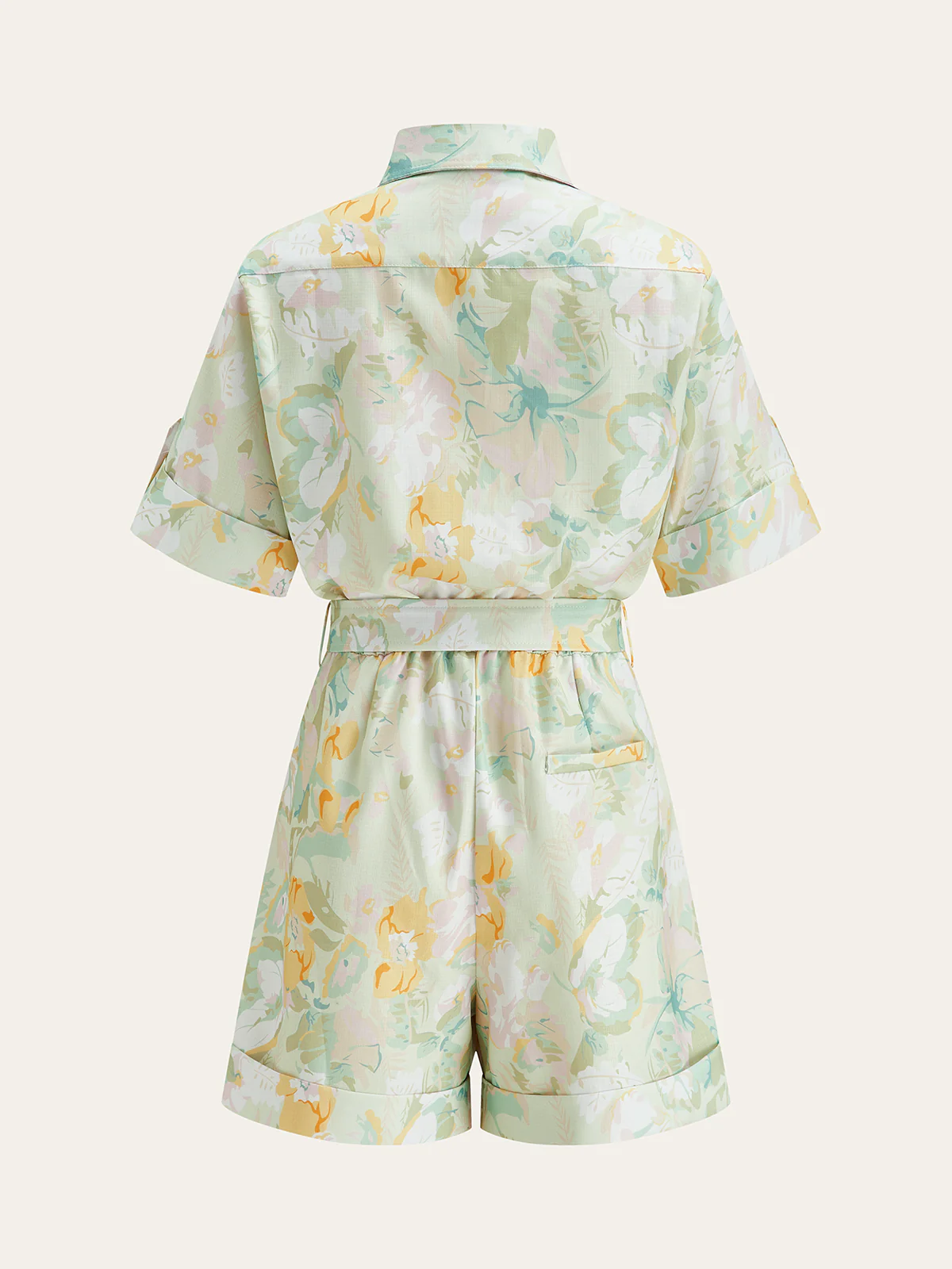 Pocketed Belted Floral Print Jumpsuits - Wholesalesil