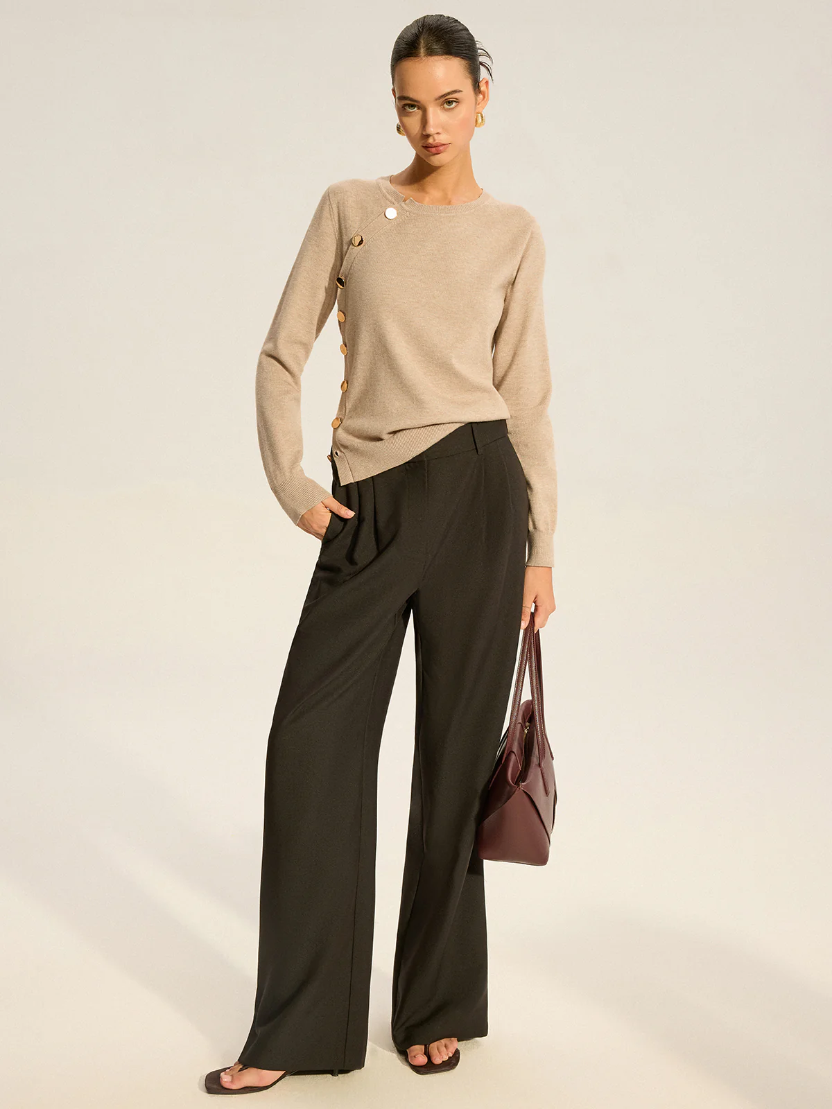 Asymmetric Button Knit Top - Wholesalesil