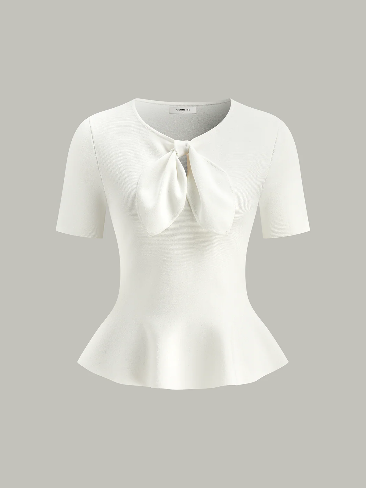 Bow-Knot Peplum Knit Top - Wholesalesil