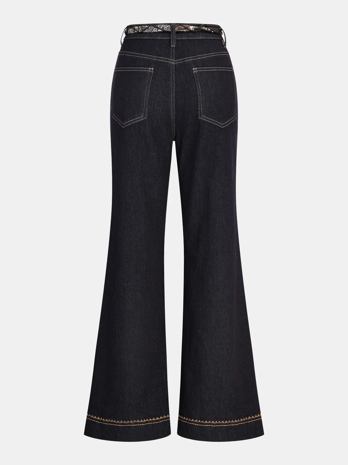 Mid-Waist Flared Jeans with Scarf Belt - Wholesalesil