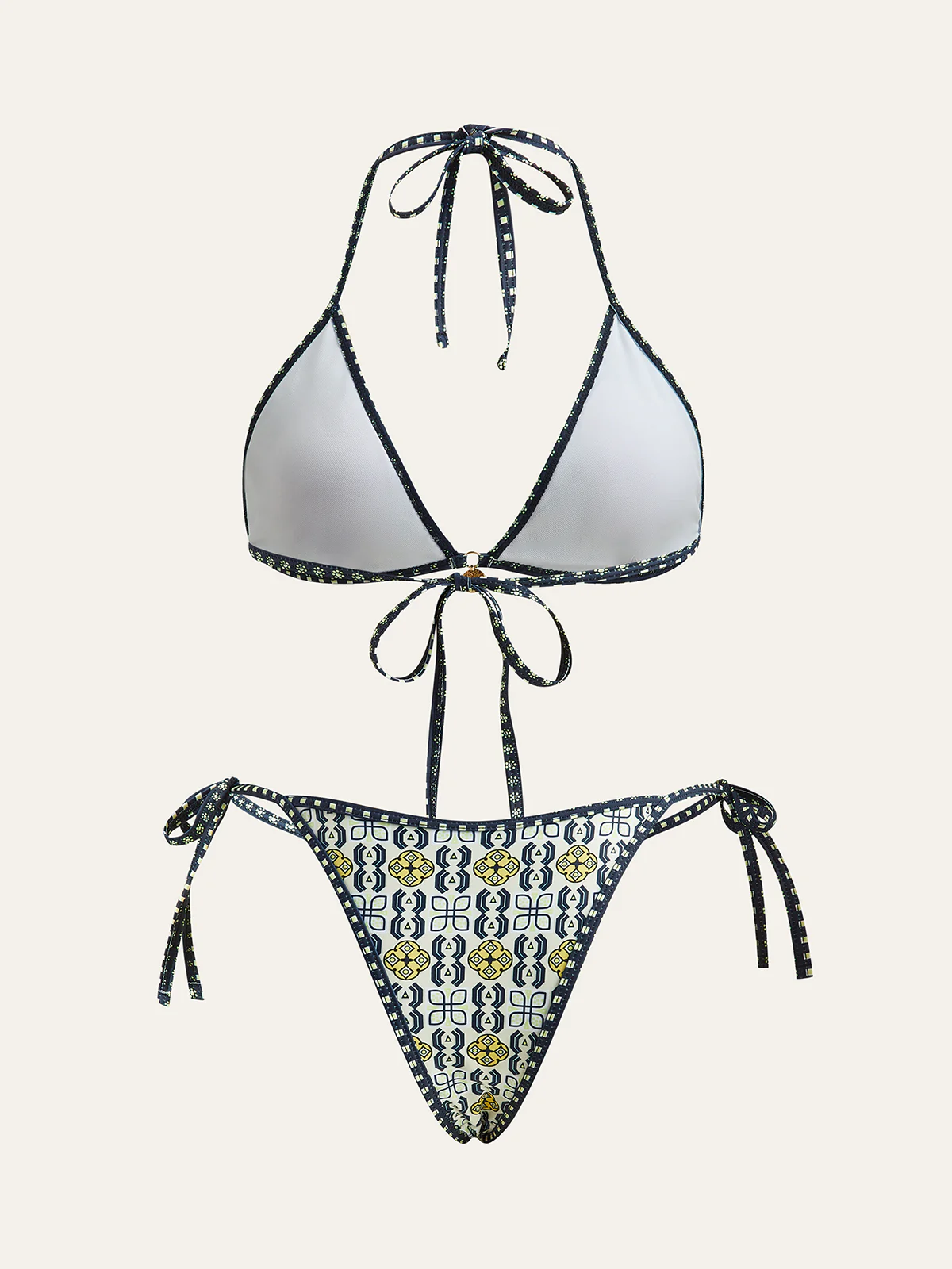 Patterned Halter Bikini Set - Wholesalesil