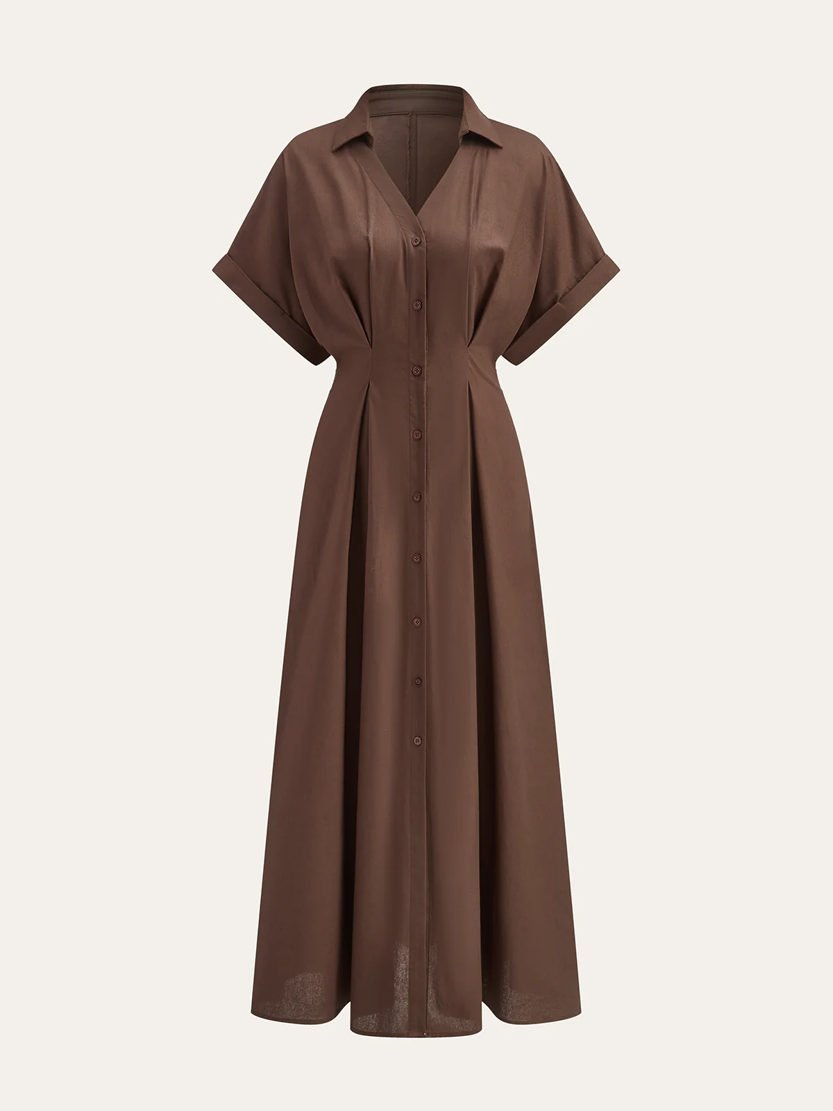 Pleated Button-Front Shirt Dress - Wholesalesil