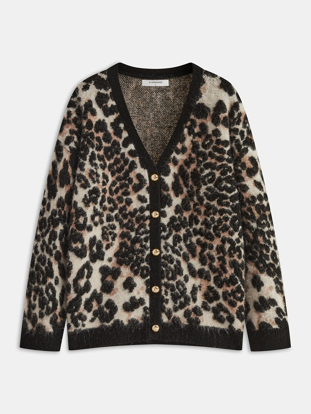 Wool Blend Leopard Print Metal Button Cardigan - Wholesalesil