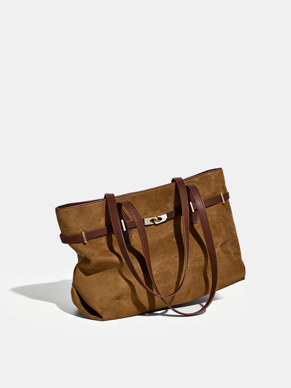 Contrast Strap Suede Effect Tote Bag - Wholesalesil