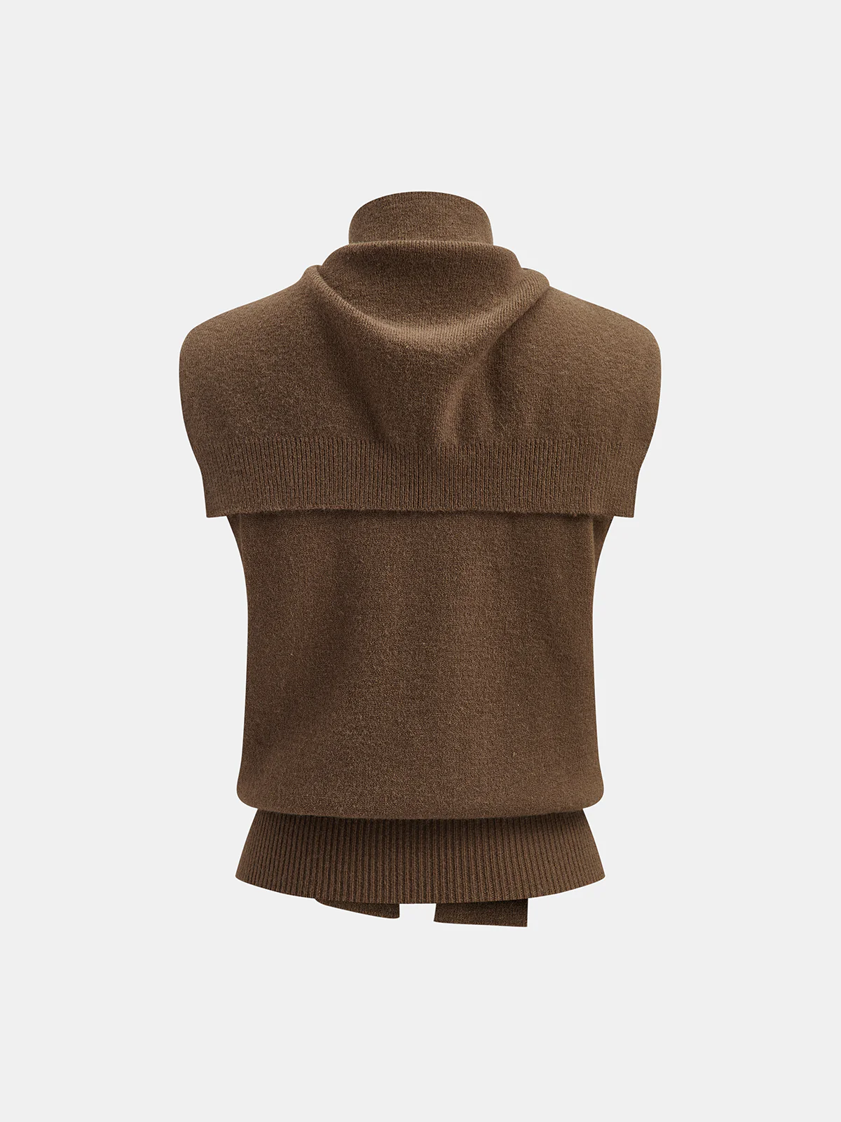 Sleeveless Knit Vest with Shawl Detail - Wholesalesil