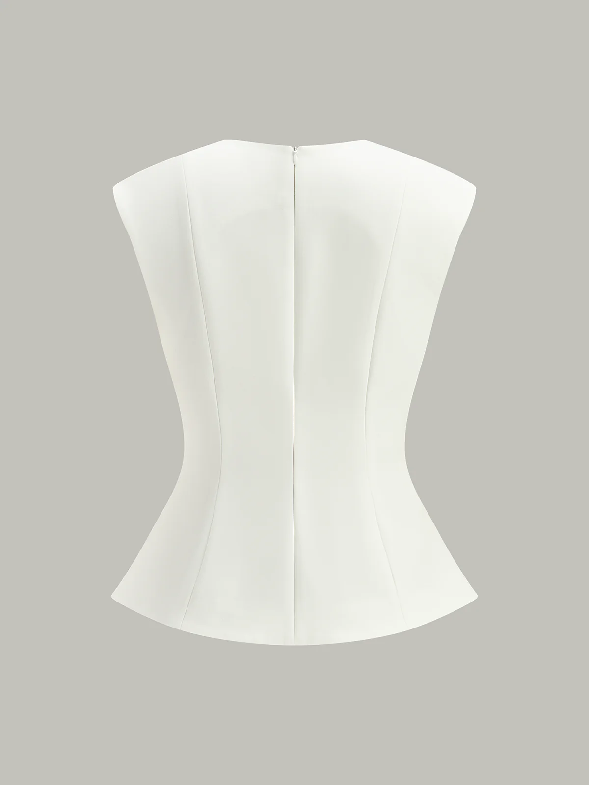 Sleeveless Peplum Top with Metal Buttons - Wholesalesil