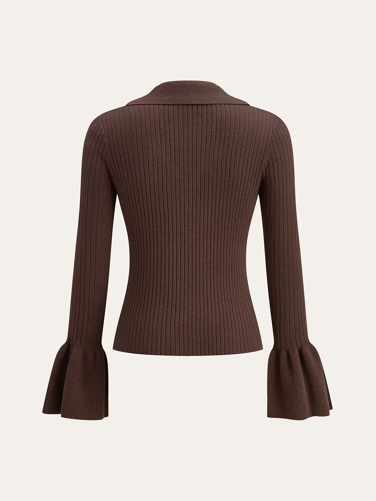 Flared Cuff Polo-Collar Sweater - Wholesalesil