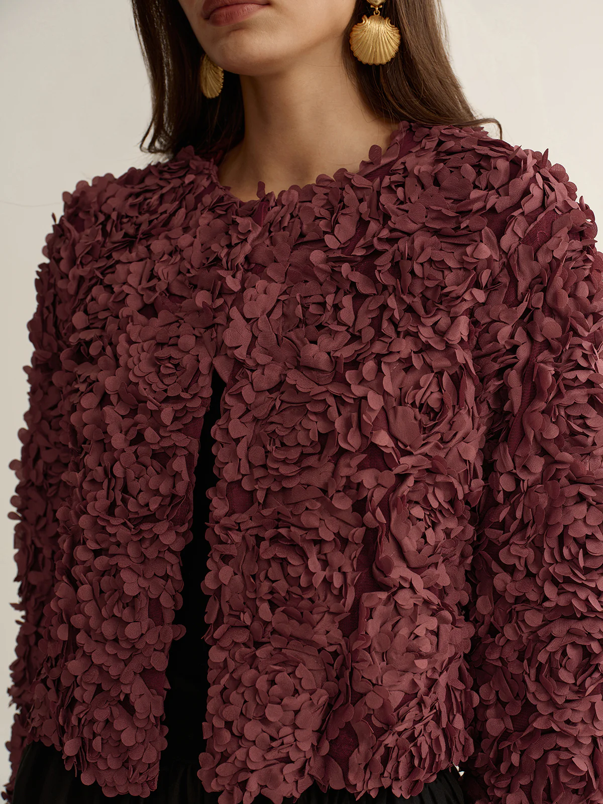 3D Floral Cropped Jacket - Wholesalesil
